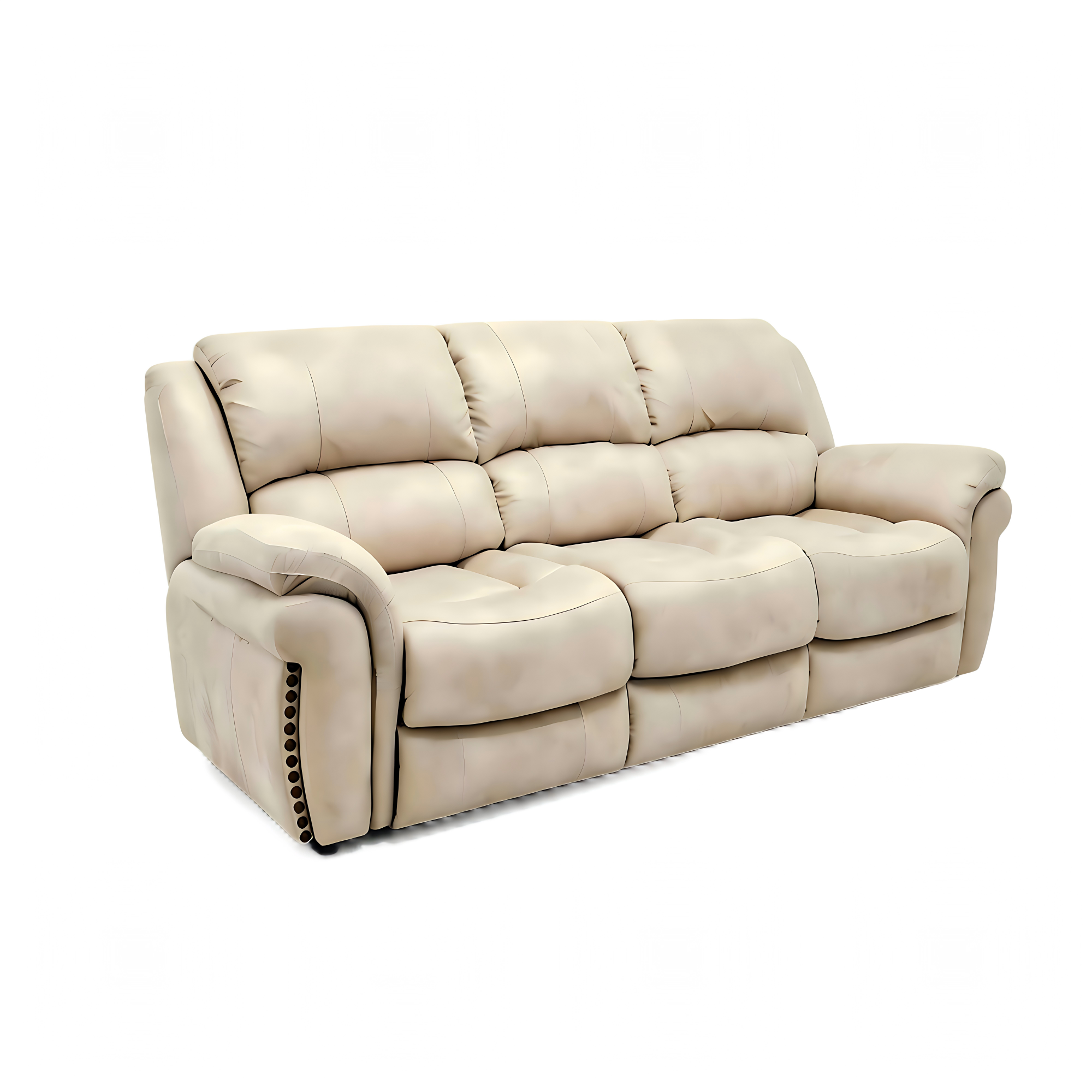 Cream Fabric Recliner Chair, Oversized Comfortable Reclining Sofa with Nailhead Trim for Living Room. 3PP