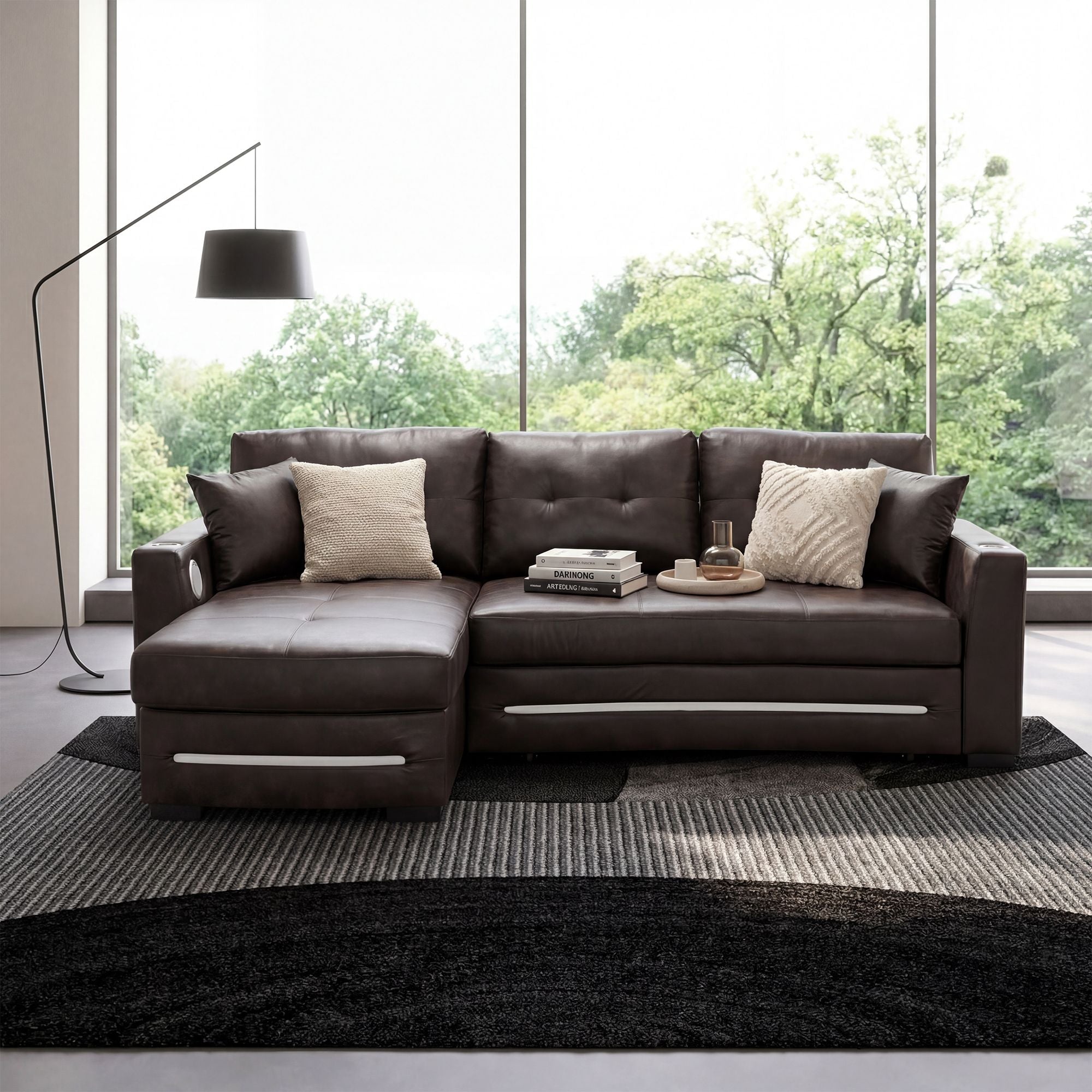 L-Shape sofa with storage and Pull-out bed-1369 R&L