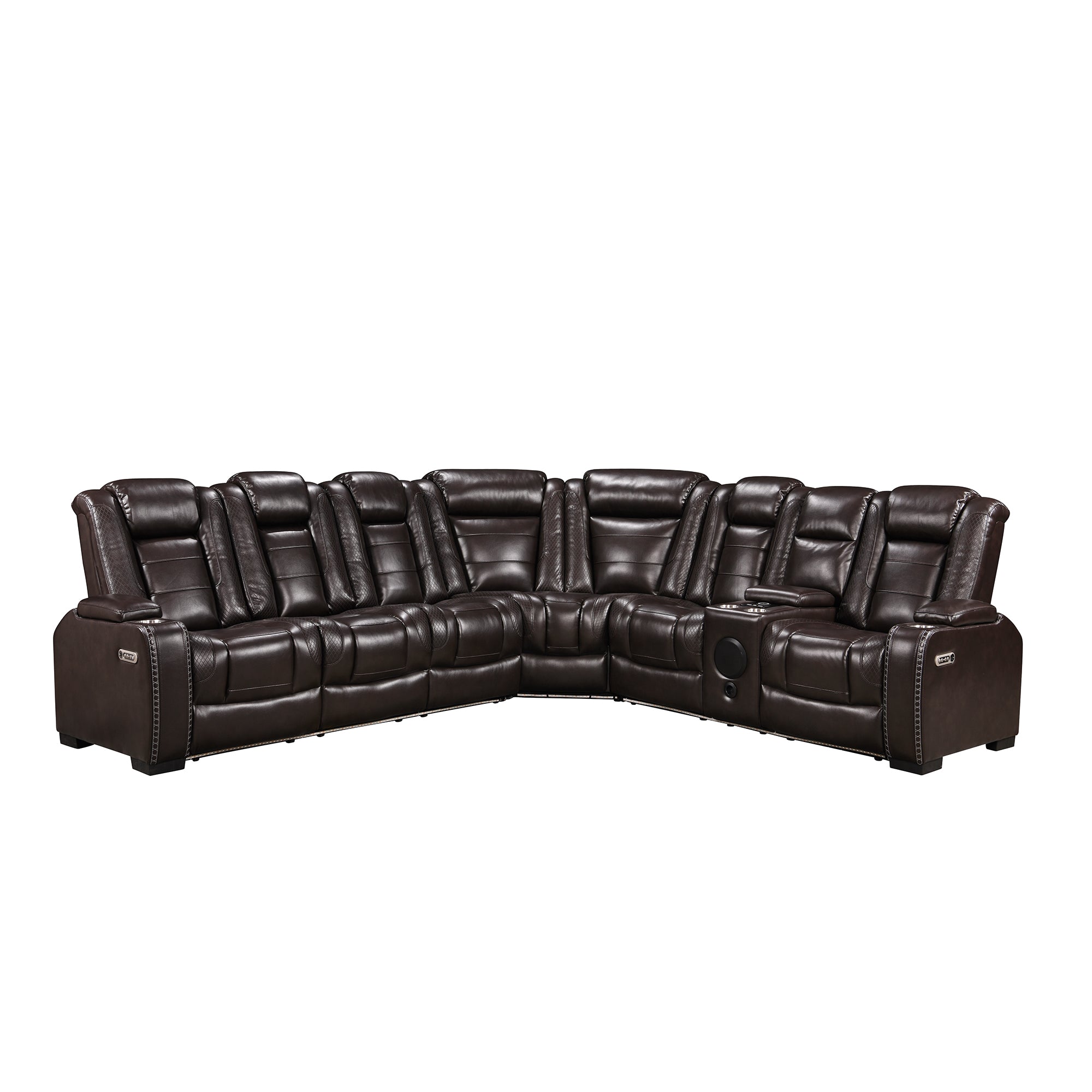 Brown Power Recliner Sectional Sofa Set