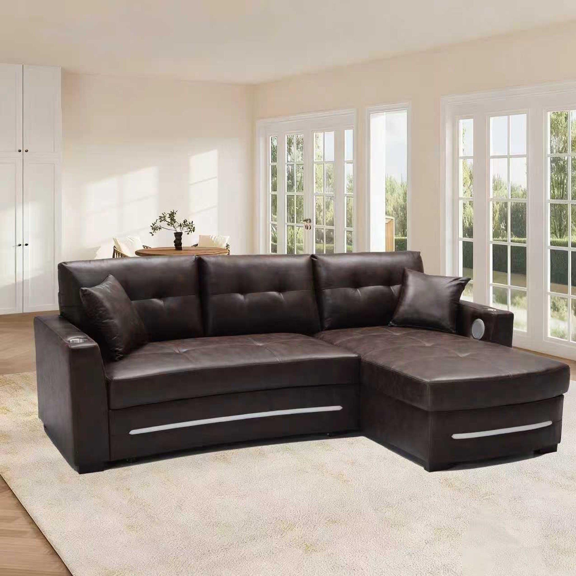 L-Shape sofa with storage and Pull-out bed-1369