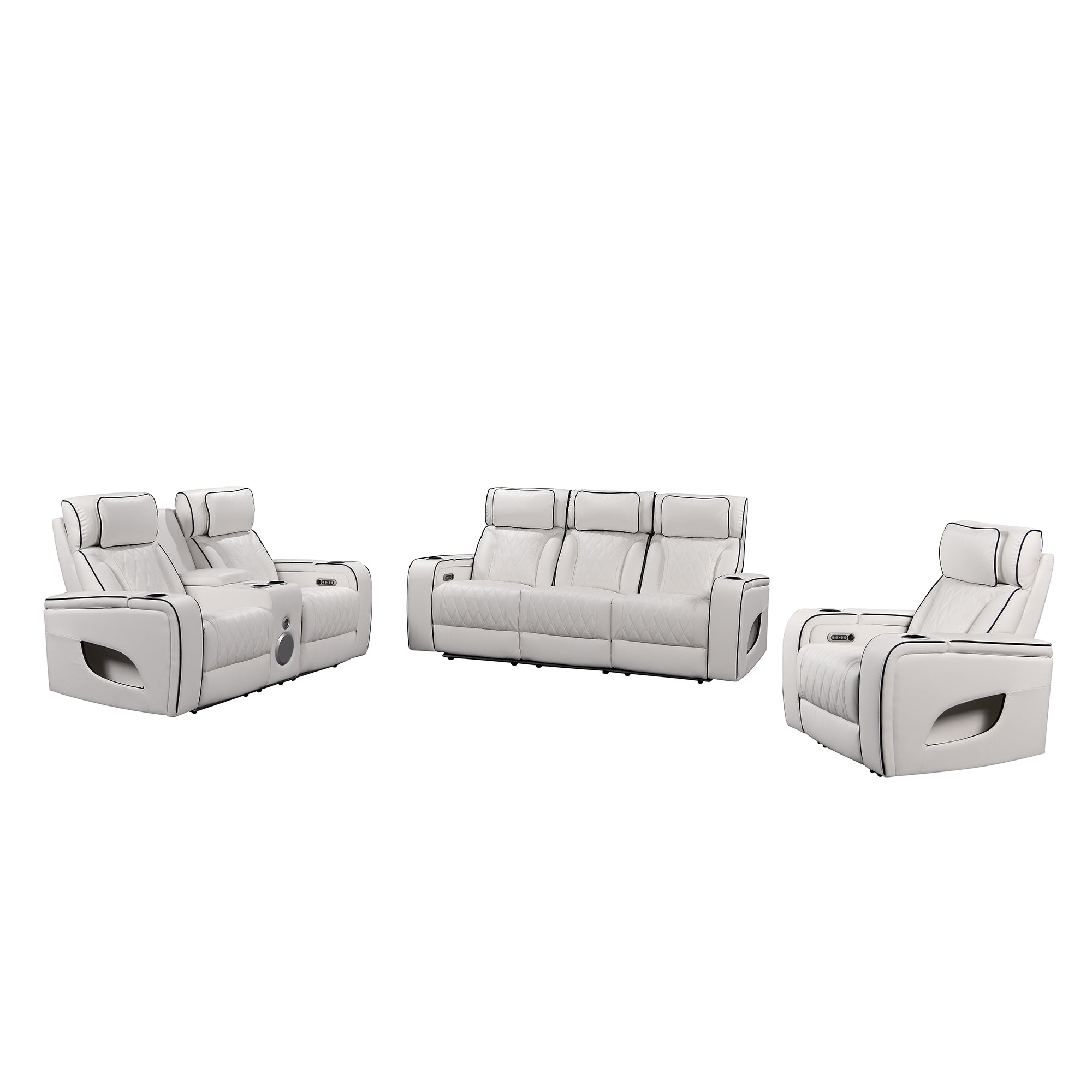 Power Recliner Sofa & Loveseat & Chair MR2953 White