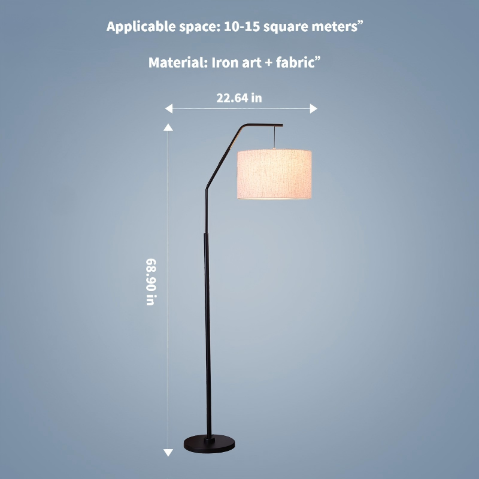 Modern Crescent Floor Lamp | Adjustable Swing Arm + Linen Shade | Nordic Minimalist Design for Living Room, Bedroom, or Study