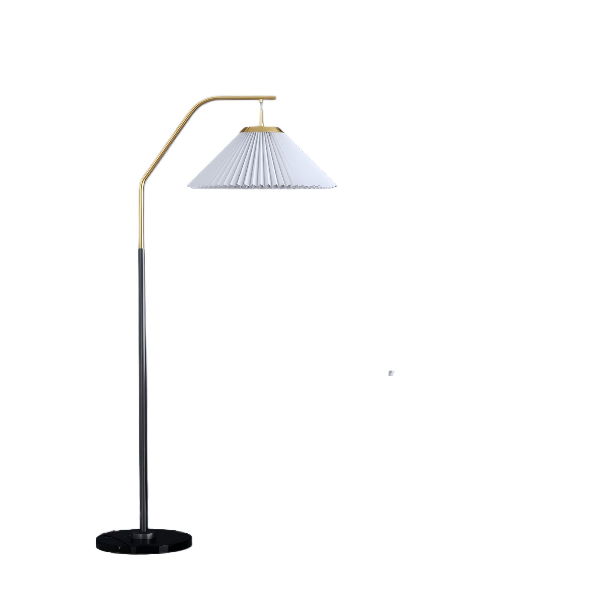 Mid-Century Modern Floor Lamp: Luxury Dual-Tone Swing Arm with Pleated Shade