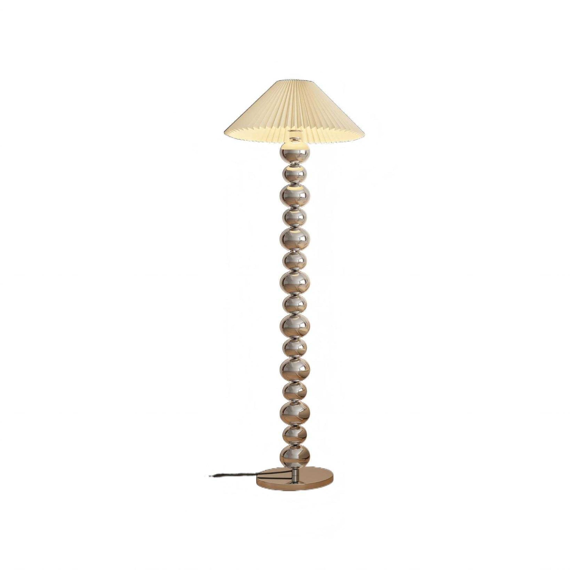 Sphere Chandelier Floor Lamp: Electroplated frame & pleated shade.