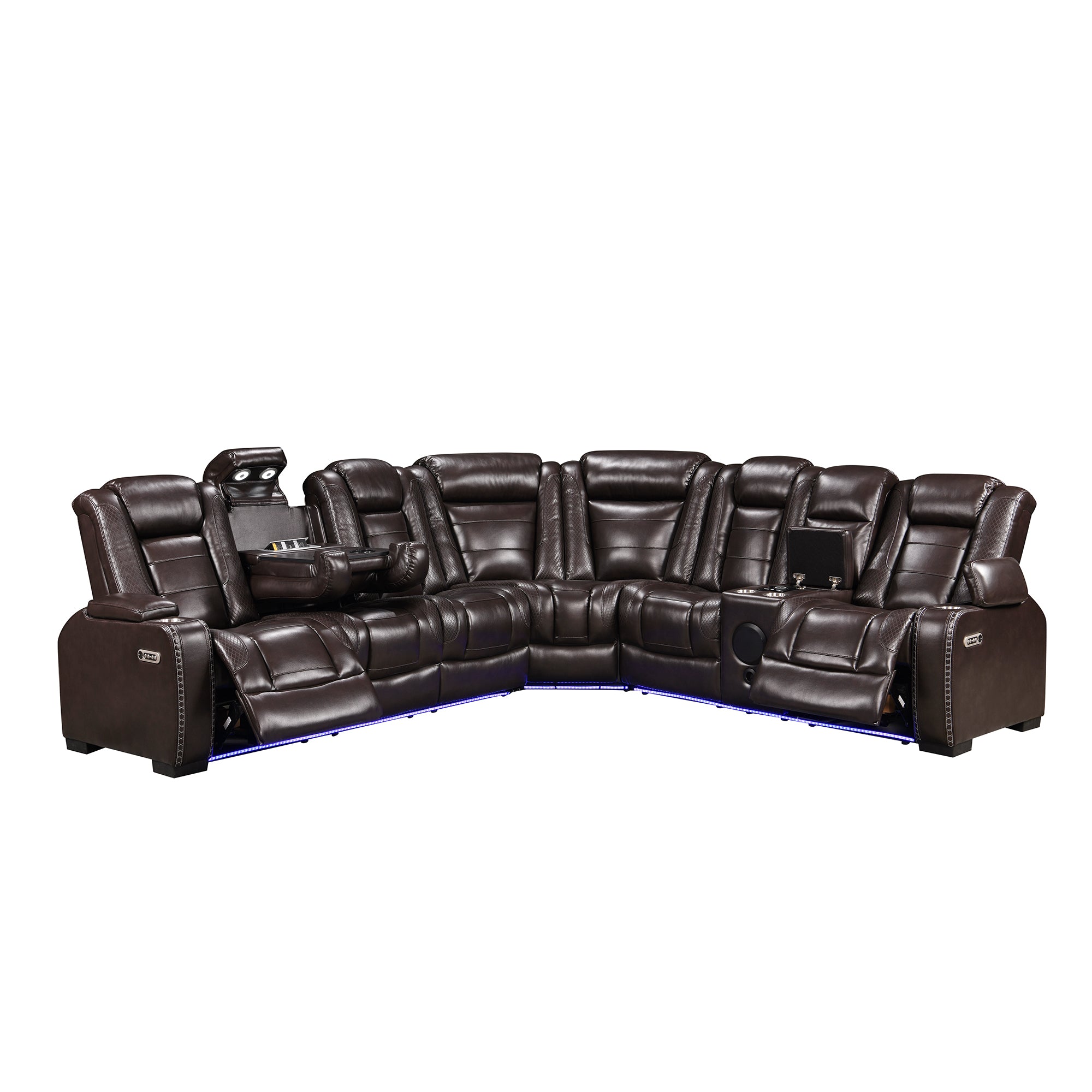 Brown Power Recliner Sectional Sofa Set