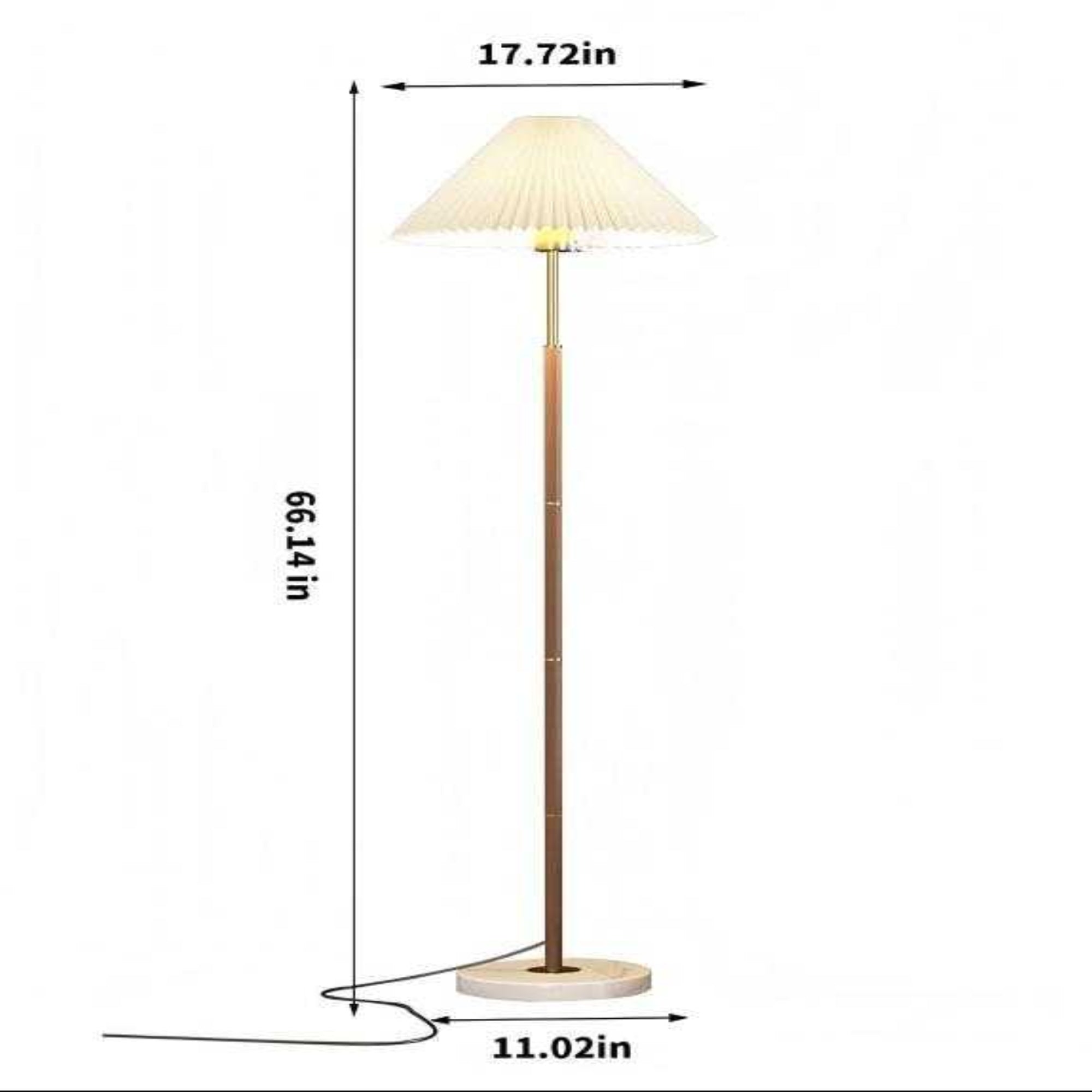 Wood & Gold Pleated Floor Lamp – retro-chic standing light, fits modern or mid-century spaces.