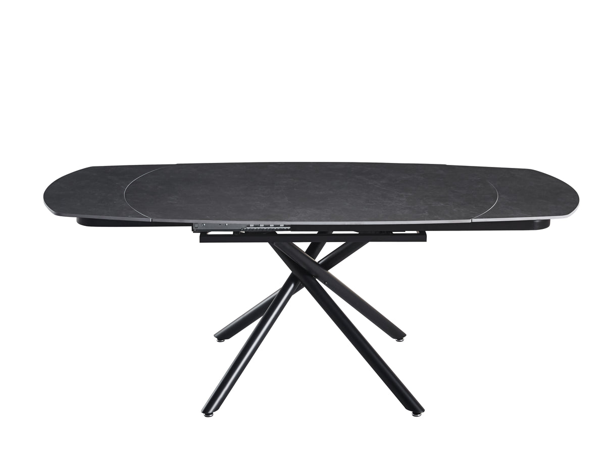 Extendable Ceramic Top Dining Table with Metal Legs (55.12 / 78.74 × 35.43 × 29.53)