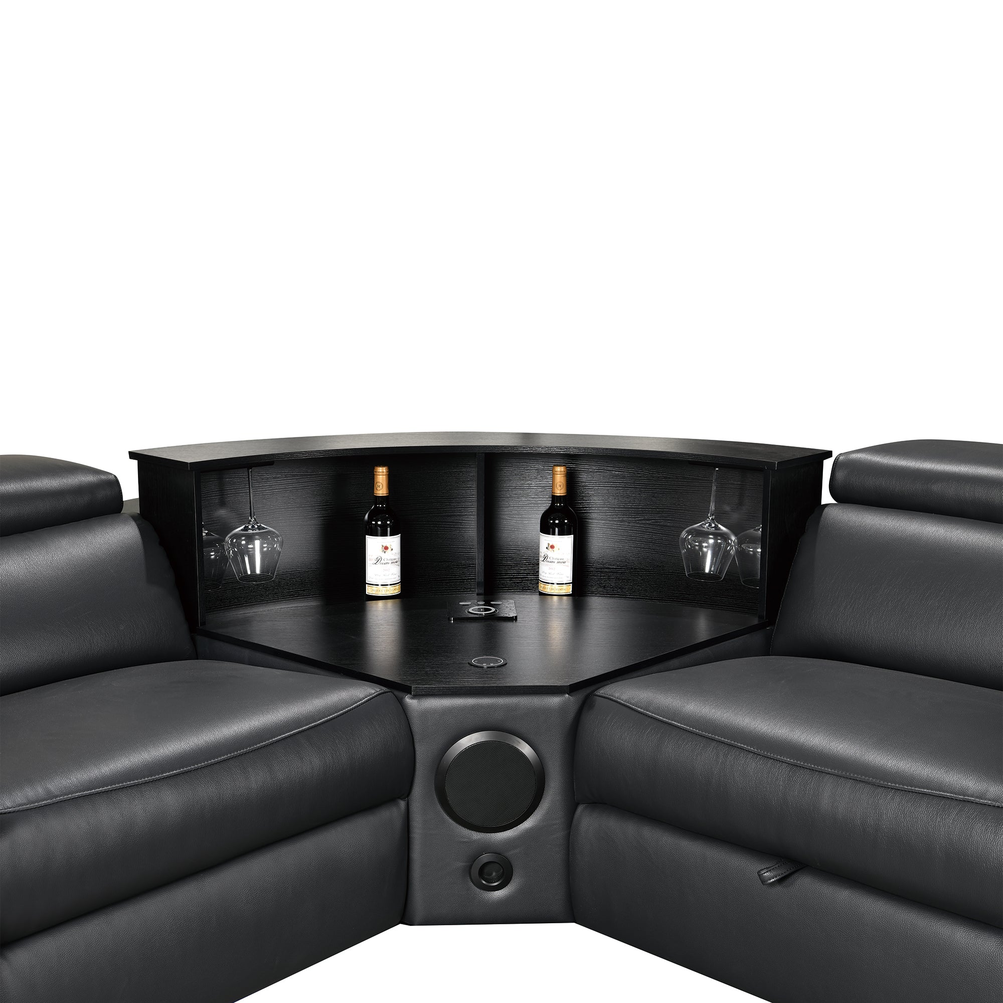 Power Recliner Air Leather Sectional MC3028A Black