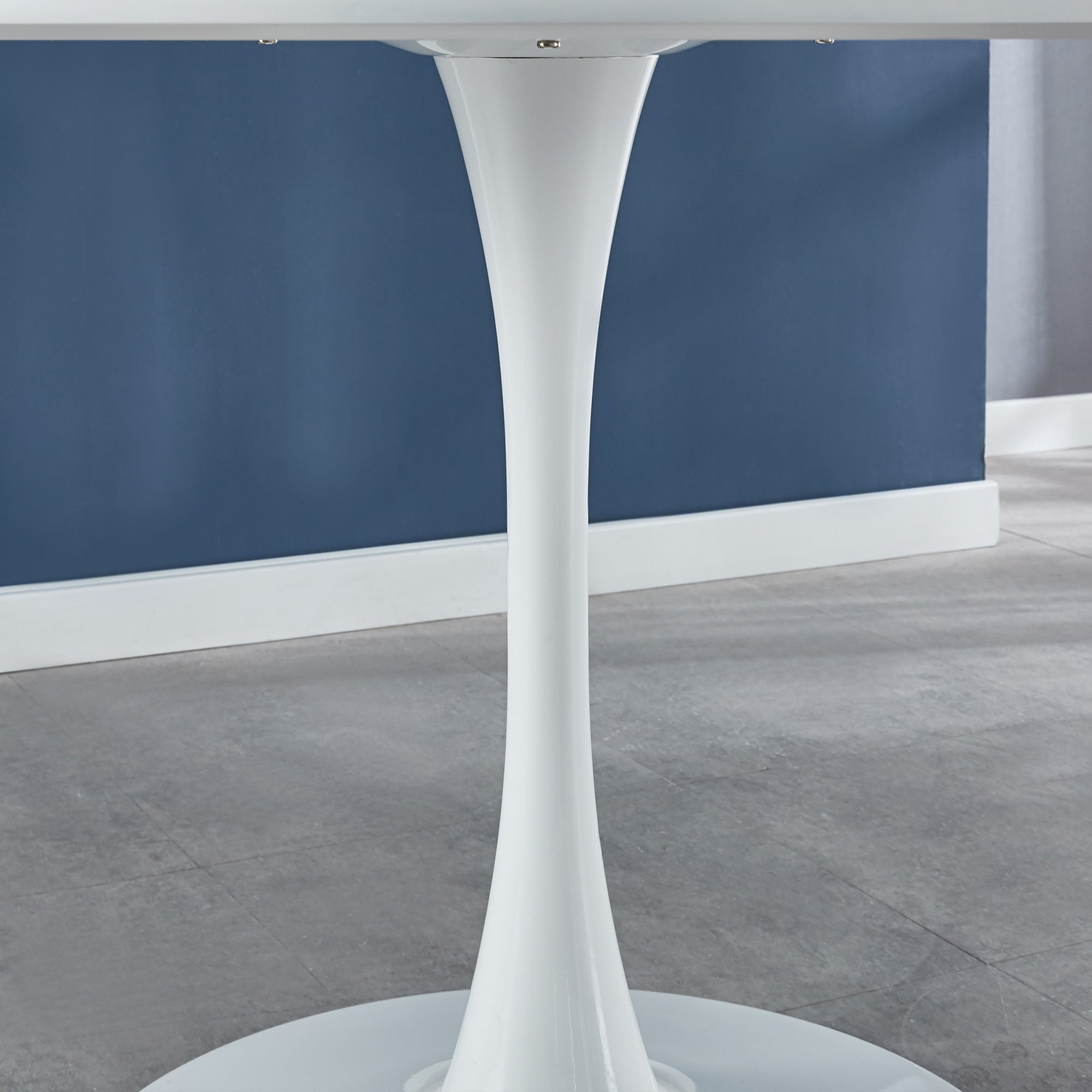 42.1'' White Tulip Mid-Century Dining Table (MDF round top, pedestal) – seats 4-6