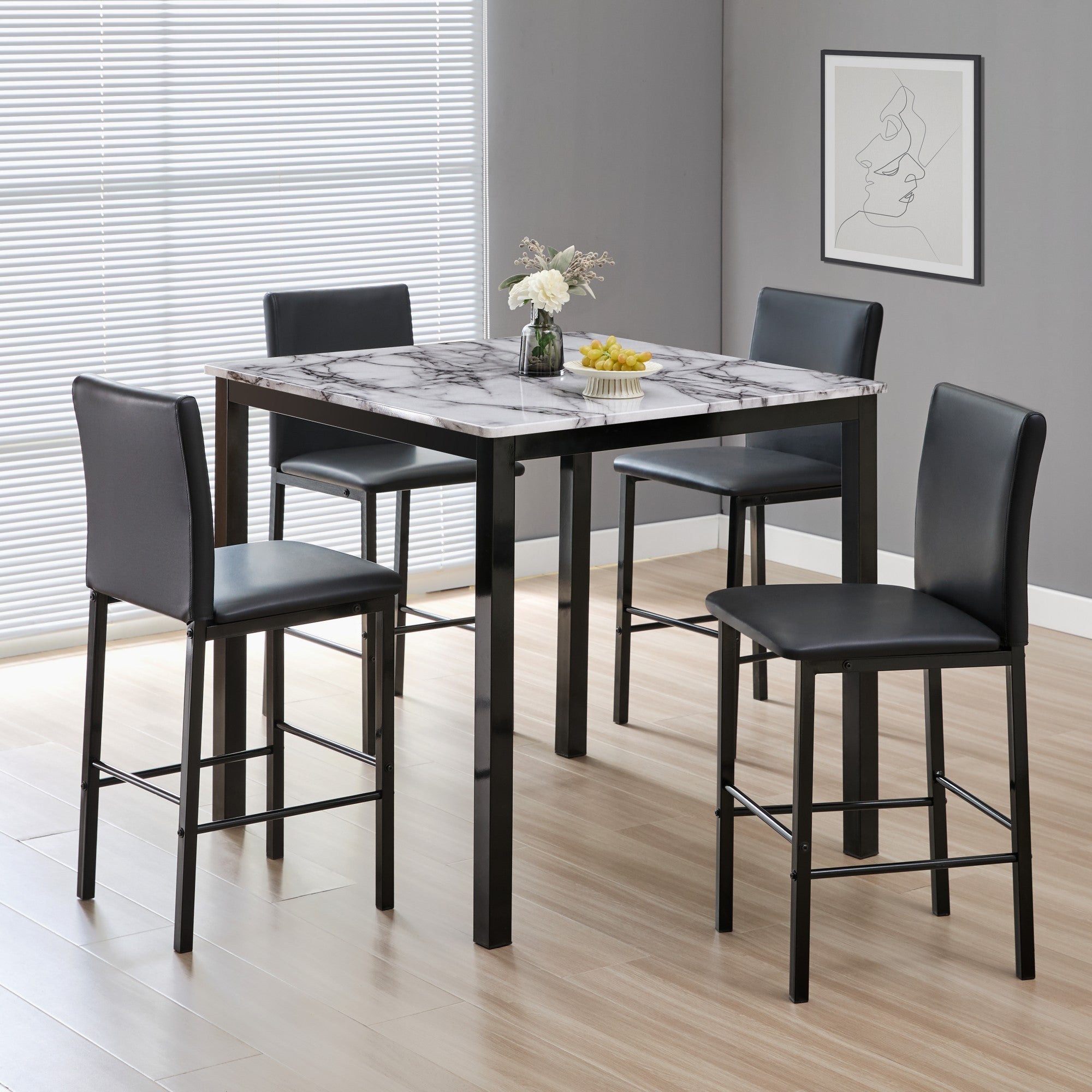 5 Piece Counter Height Metal Dining Set