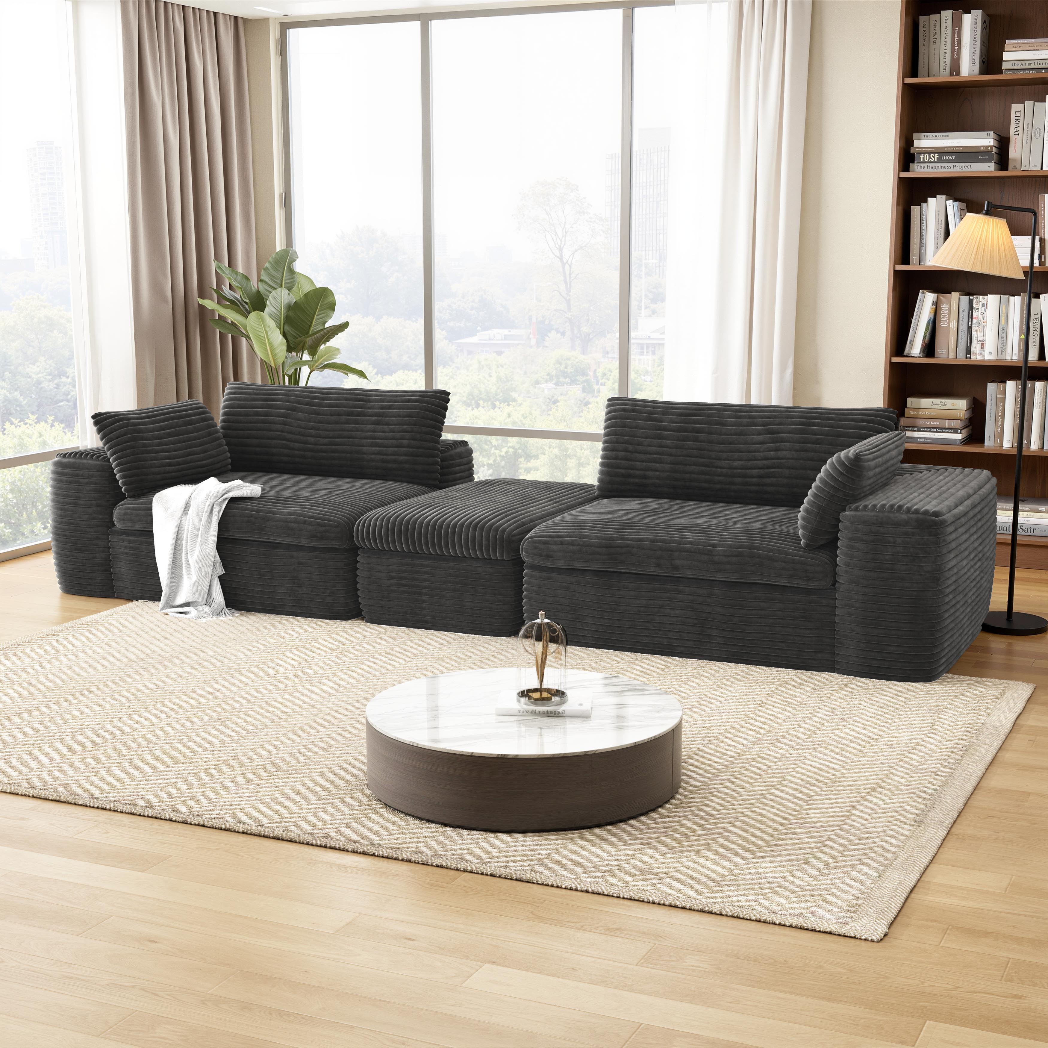 L shape Modular Sectional Sofa, Compressed Sectional Sofa, Compressed Sofa Couch Space-Efficient Design-Grey