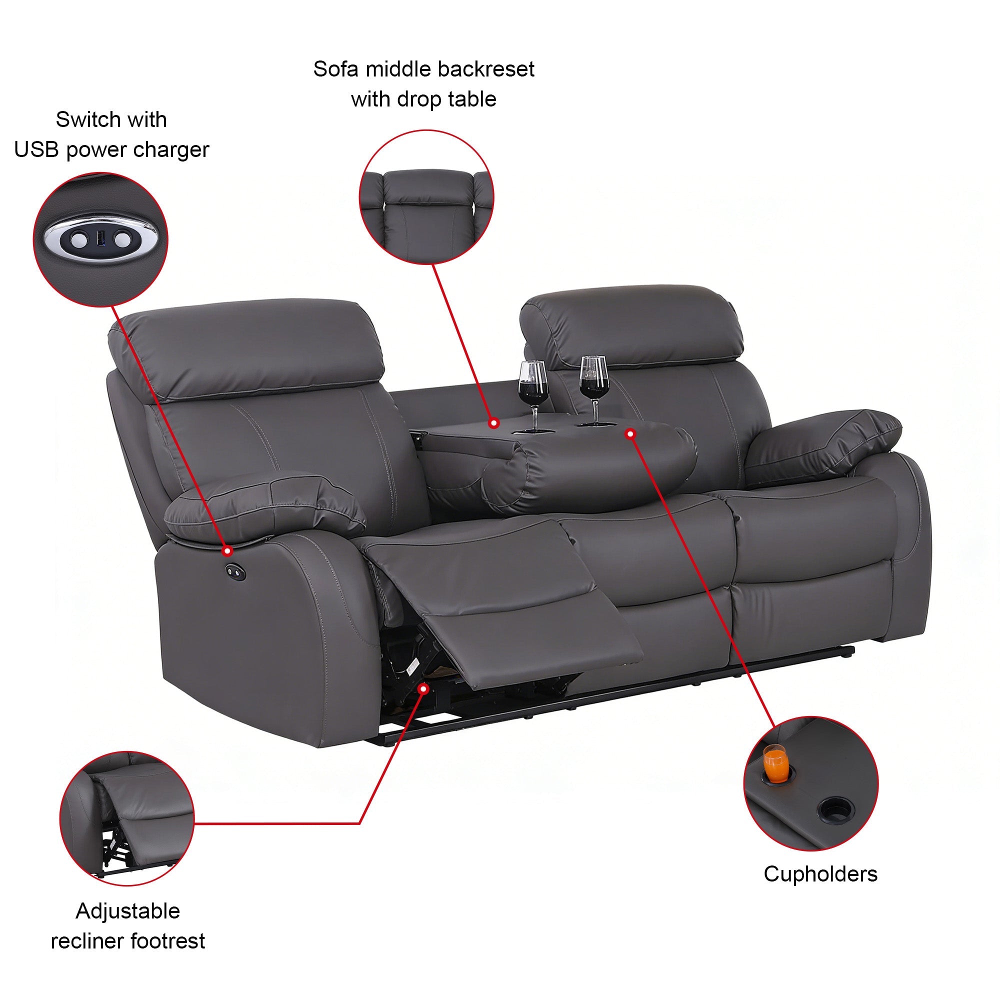 Harry Gray Power Recliner Sofa & Loveseat