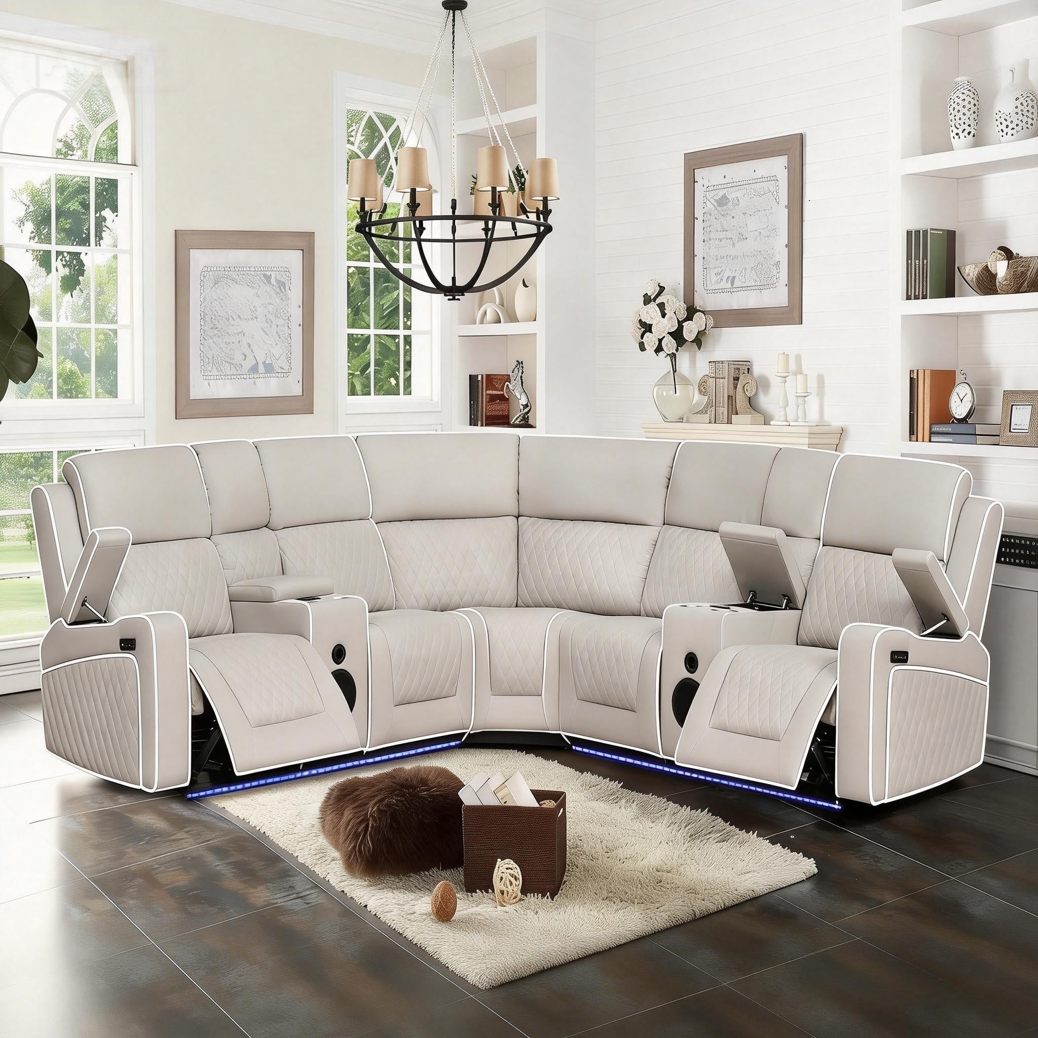 Luxury Leather Power Recliner with Cup Holder