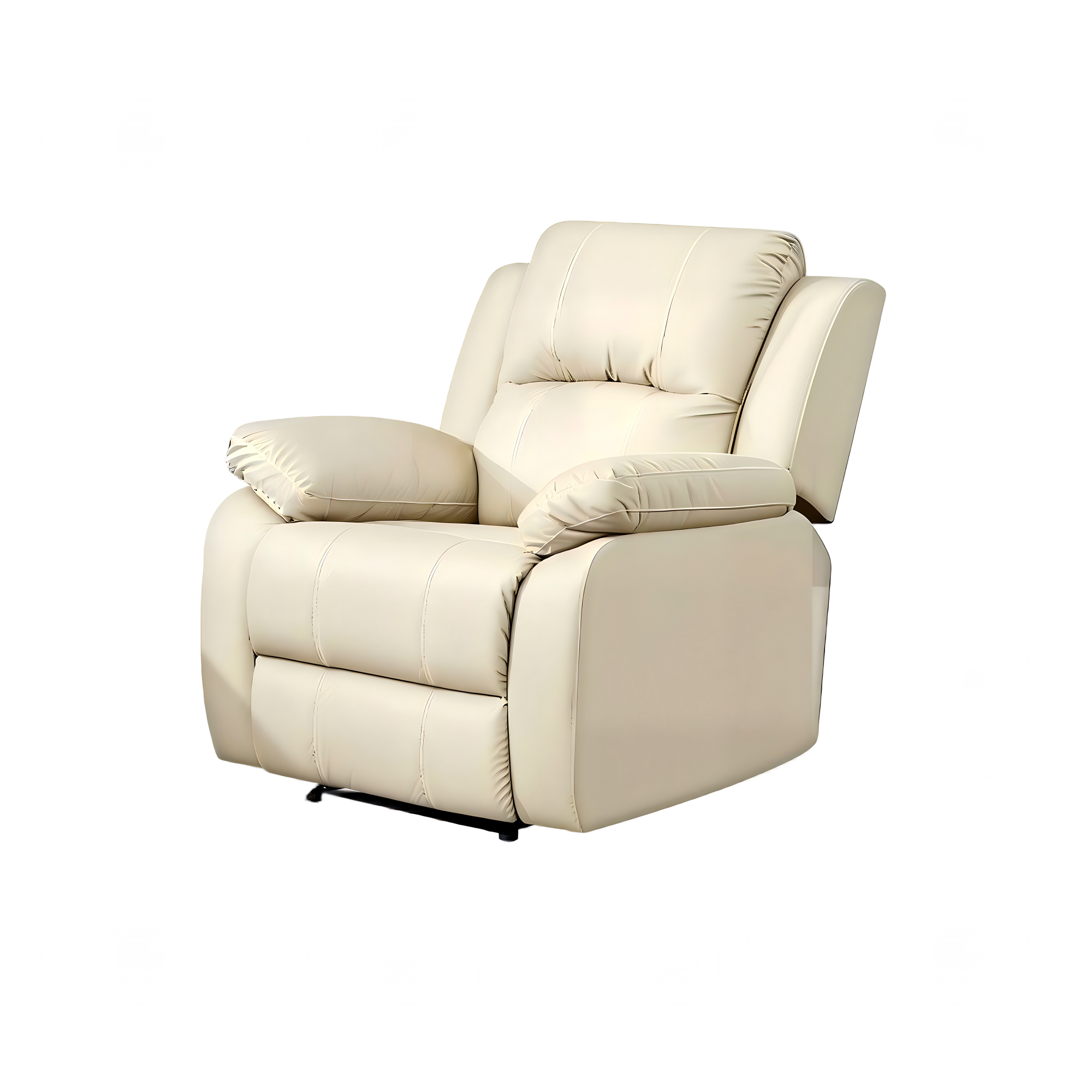 Lume Power Recliner 1-Seater Sofa in Ivory Faux Leather with Hidden Cupholders