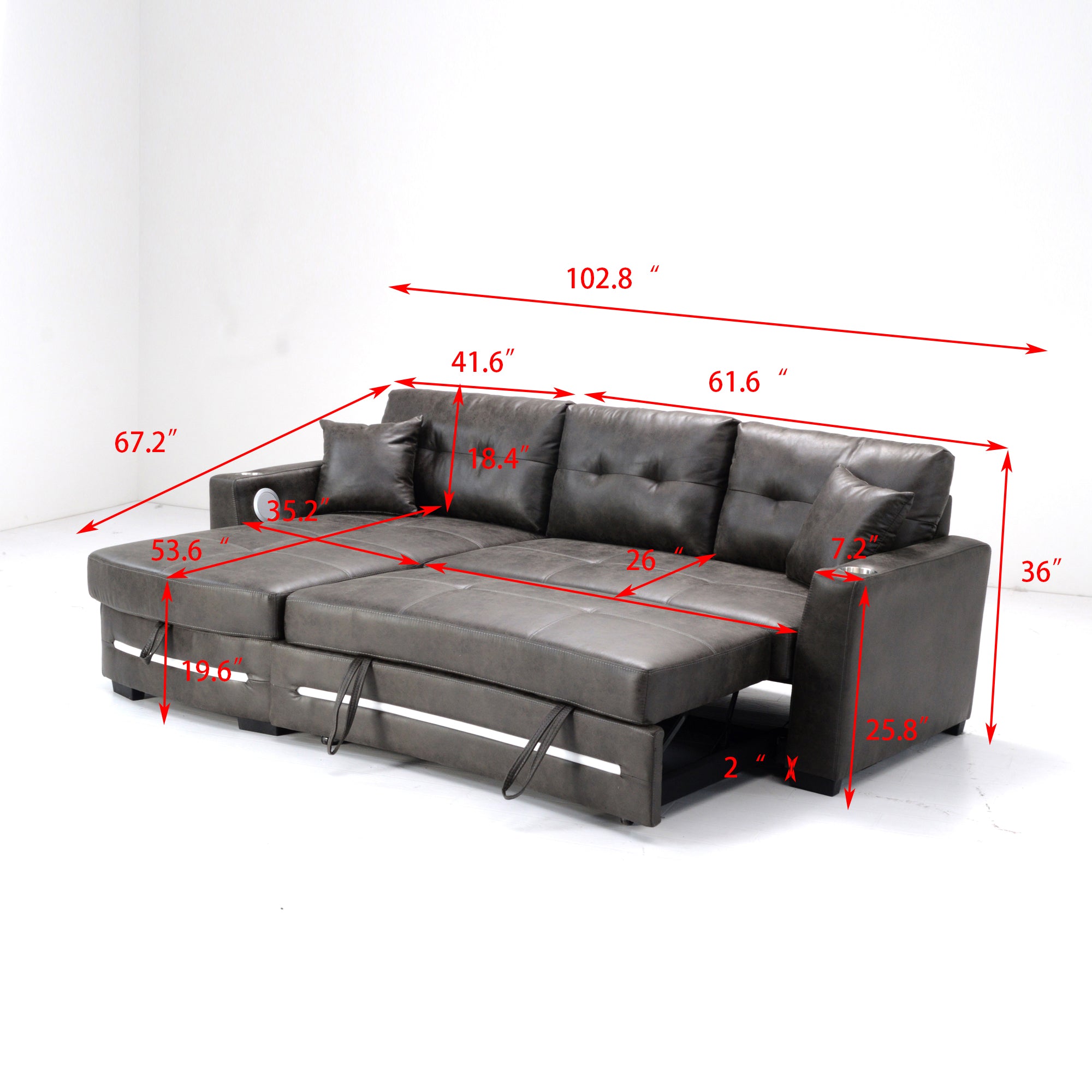 L-Shape sofa with storage and Pull-out bed-1369