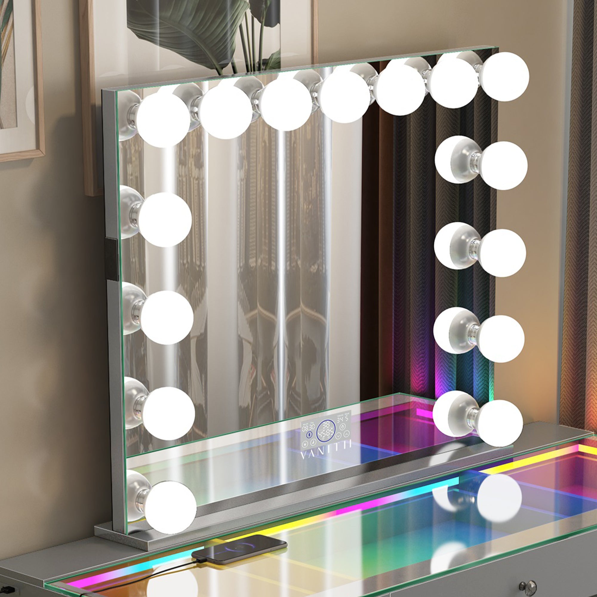 VANITII Marilyn Hollywood Vanity Mirror Pro Max with 15 Dimmable LED Bulbs