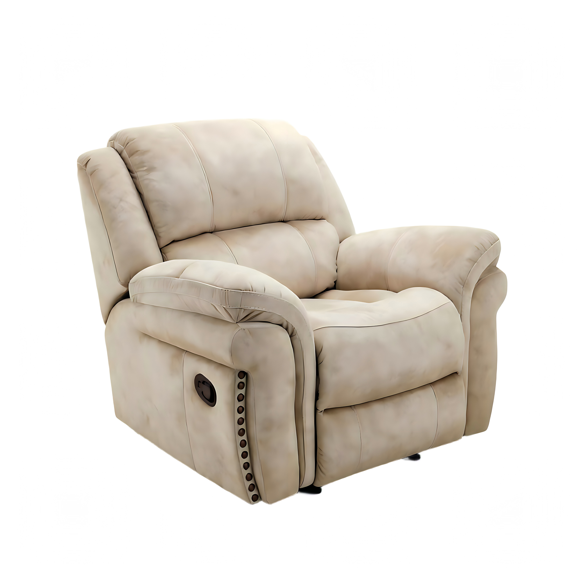Cream Fabric Recliner Chair, Oversized Comfortable Reclining Sofa with Nailhead Trim for Living Room