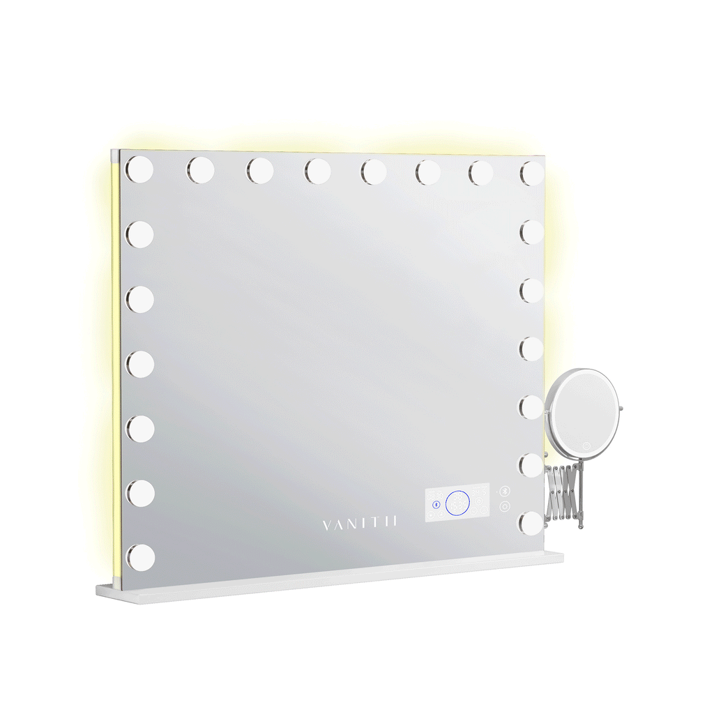 New Design RGB Speaker Mirror | Hollywood LED Bulbs & Bluetooth