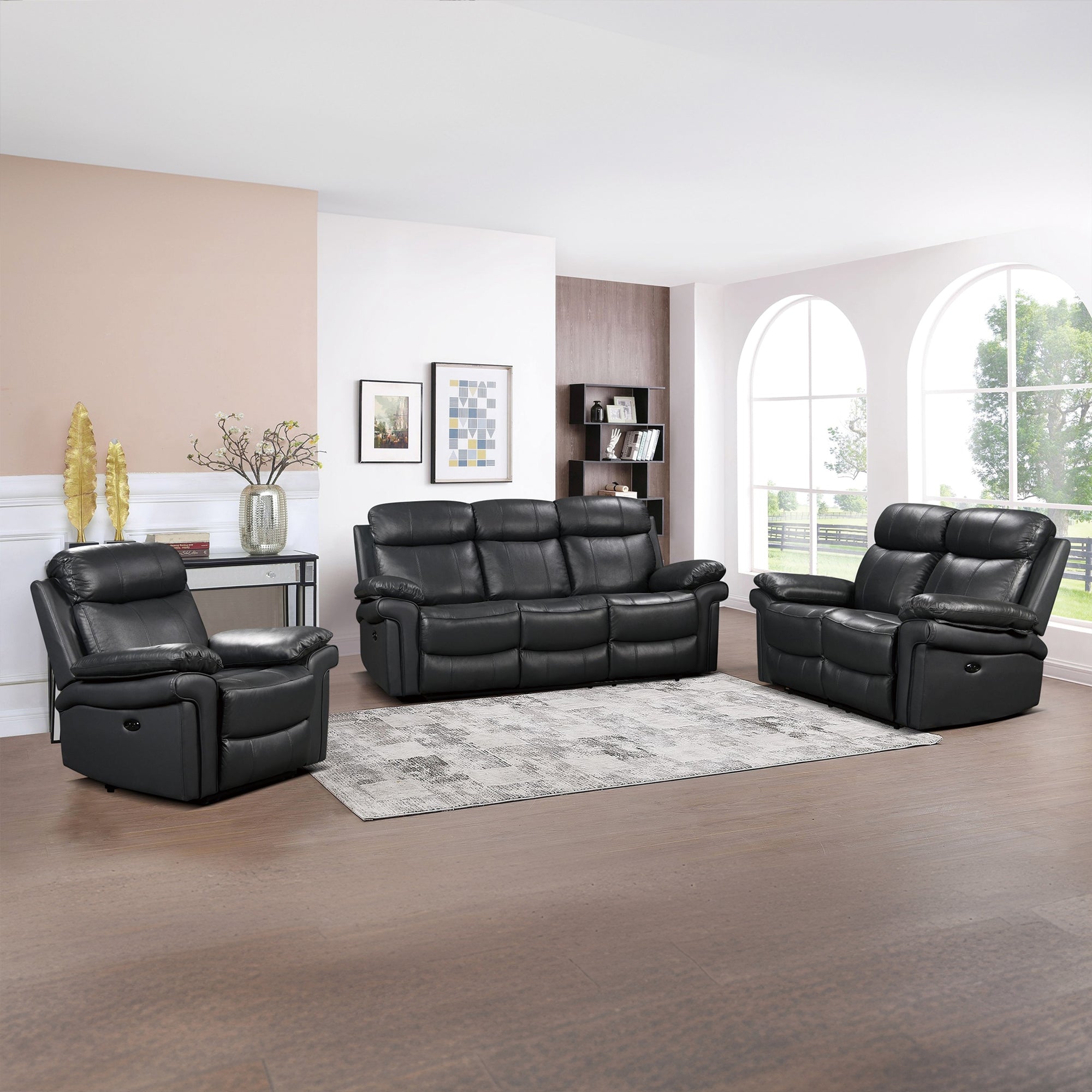 Power Recliner Sofa & Loveseat & Chair MR2573 Dark Blue