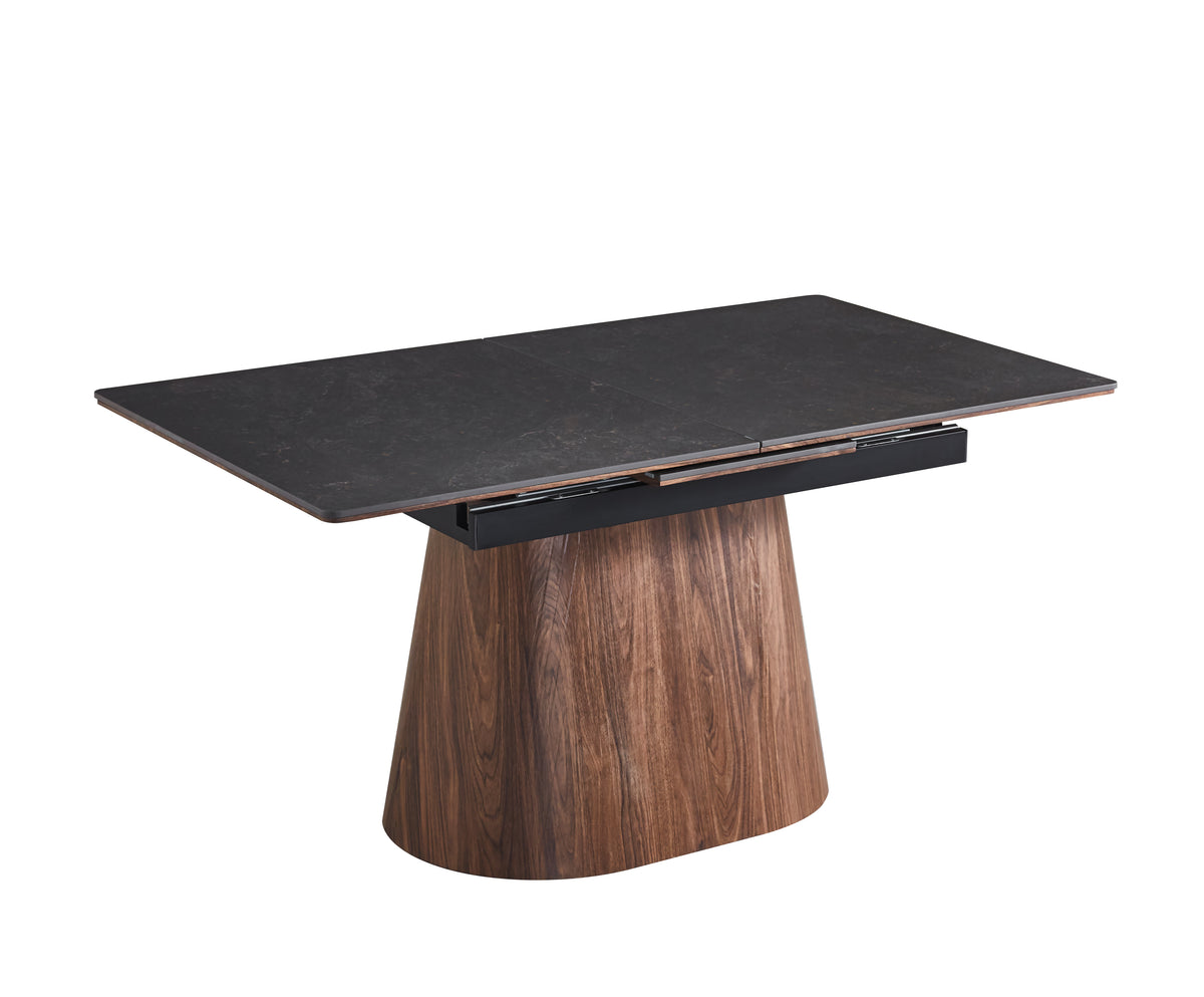 Extendable Black Ceramic Dining Table with Cone Base (62.99 / 78.74 × 35.43 × 29.53)
