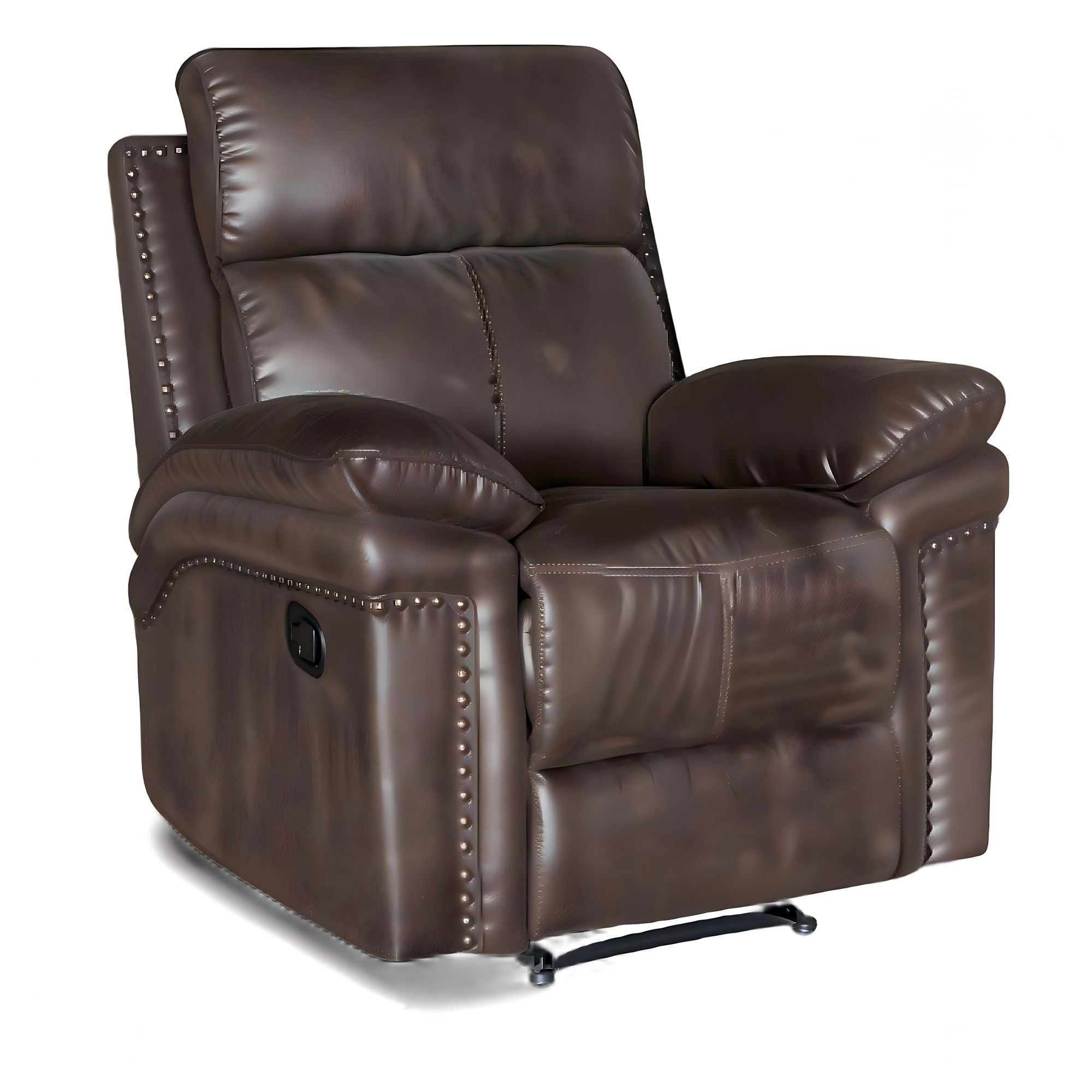 Bison Power Recliner & 1-Seater Sofa with Armrests and Storage, Breathable Leather, Home Theater Seating