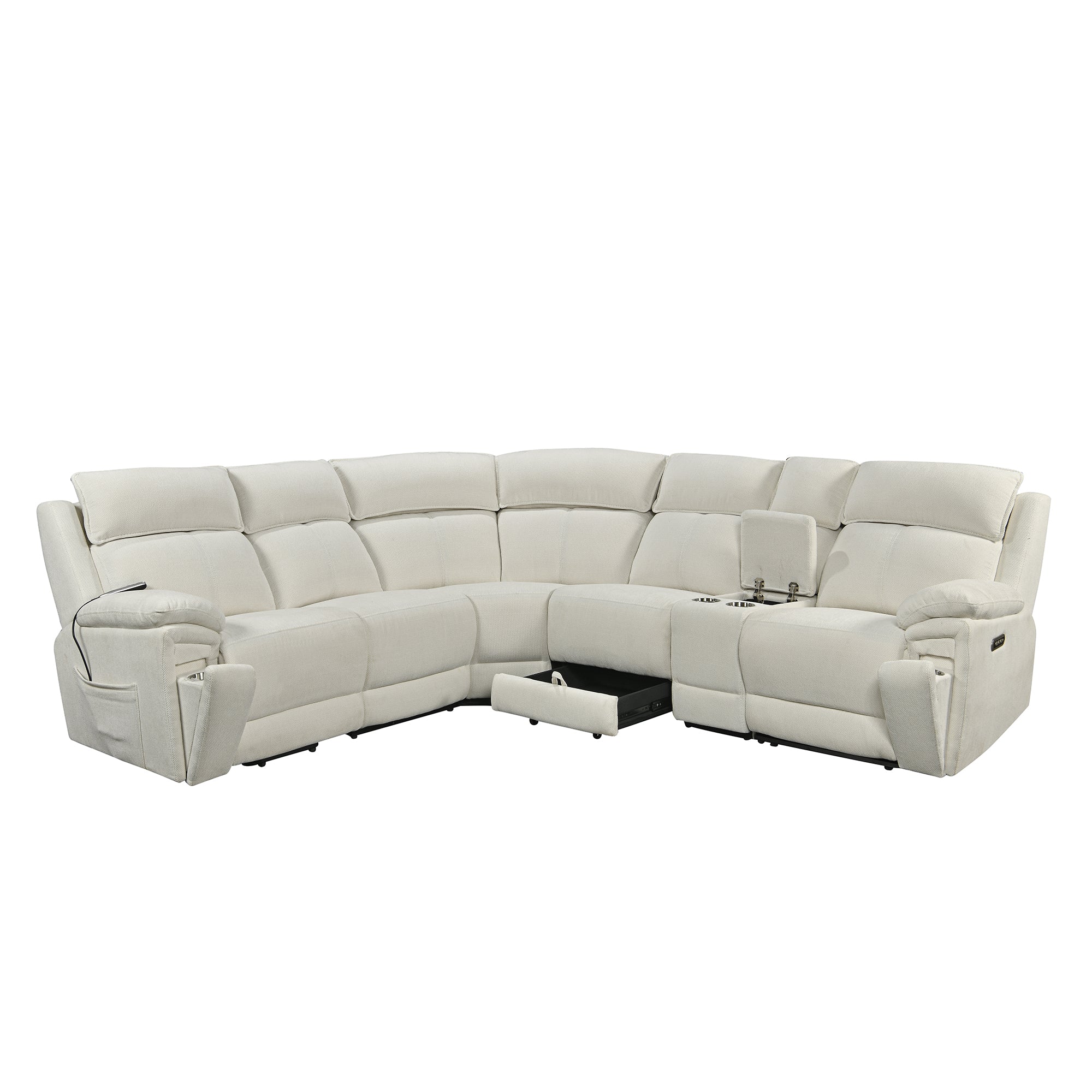 Power Recliner Sectional Fabric Sofa MC3020 White