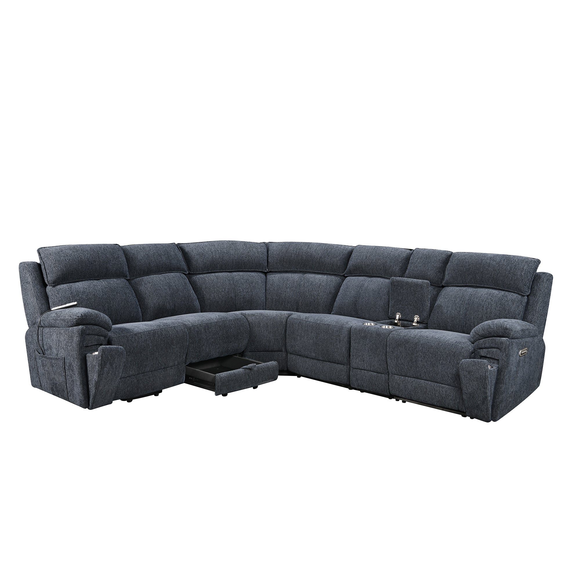 Power Recliner Sectional Fabric Sofa MC3020 Blue