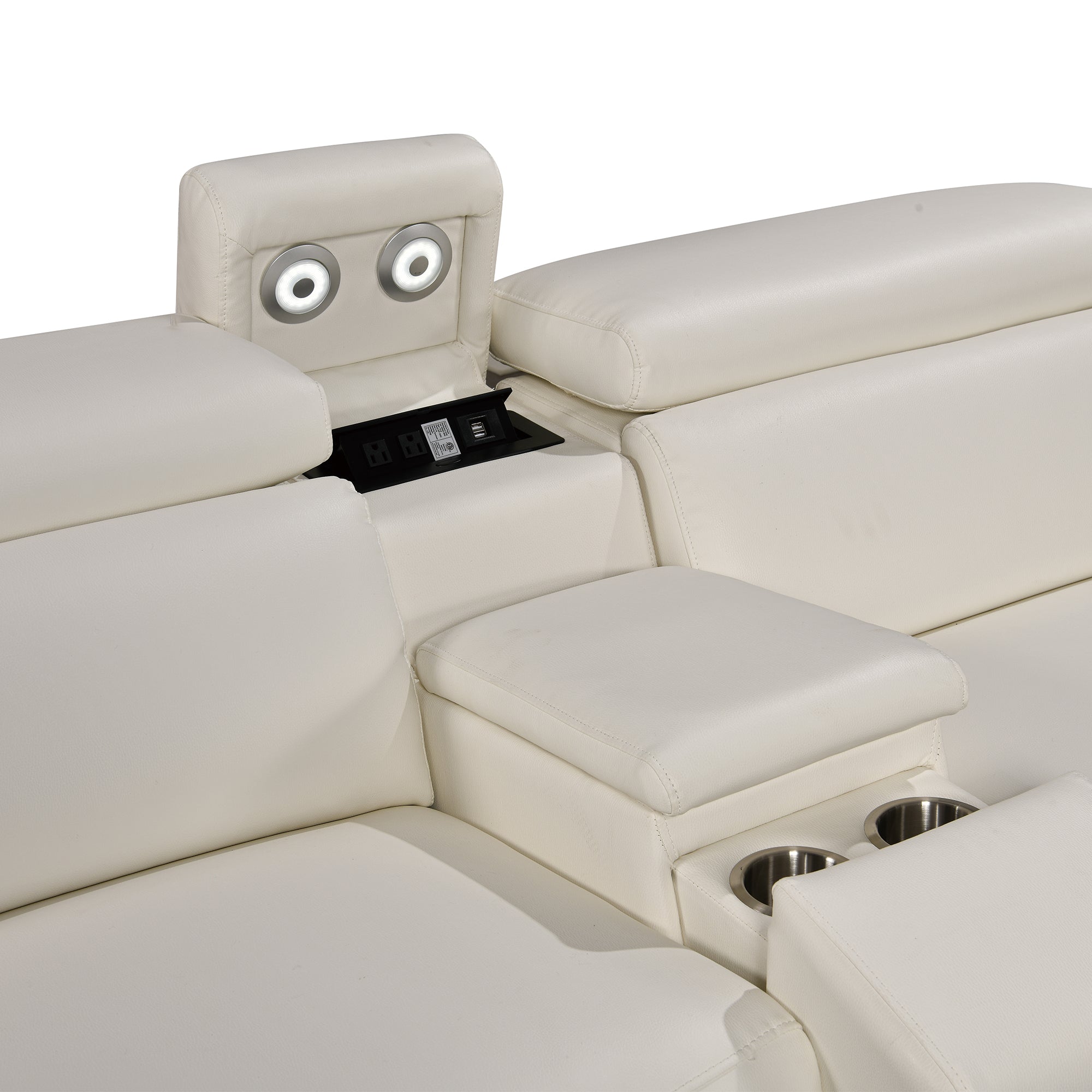 Power Recliner Air Leather Sectional MC3028A White