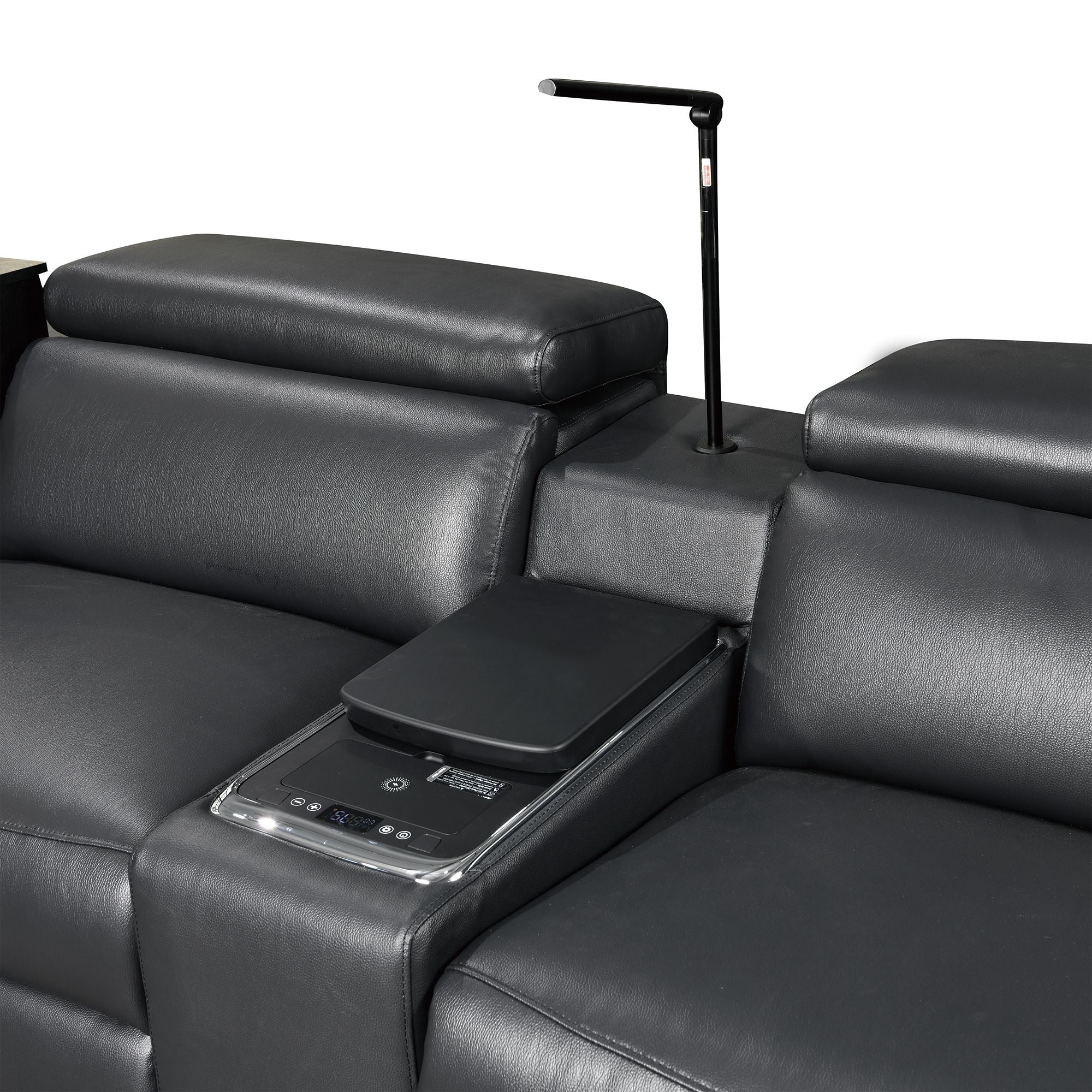Power Recliner Air Leather Sectional MC3028A Black