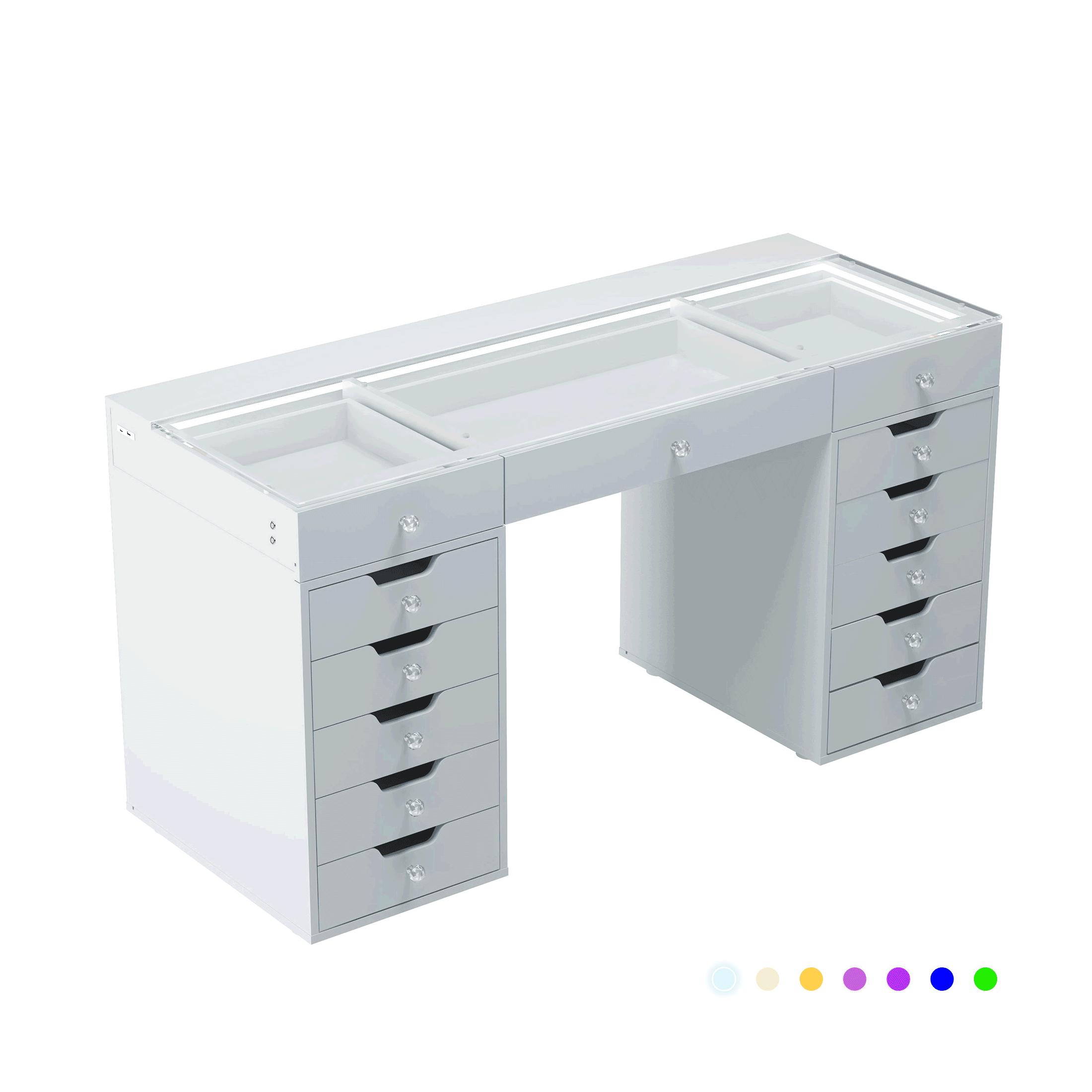 VANITII Eva-RGB Vanity Desk Pro - 13 Storage Drawers
