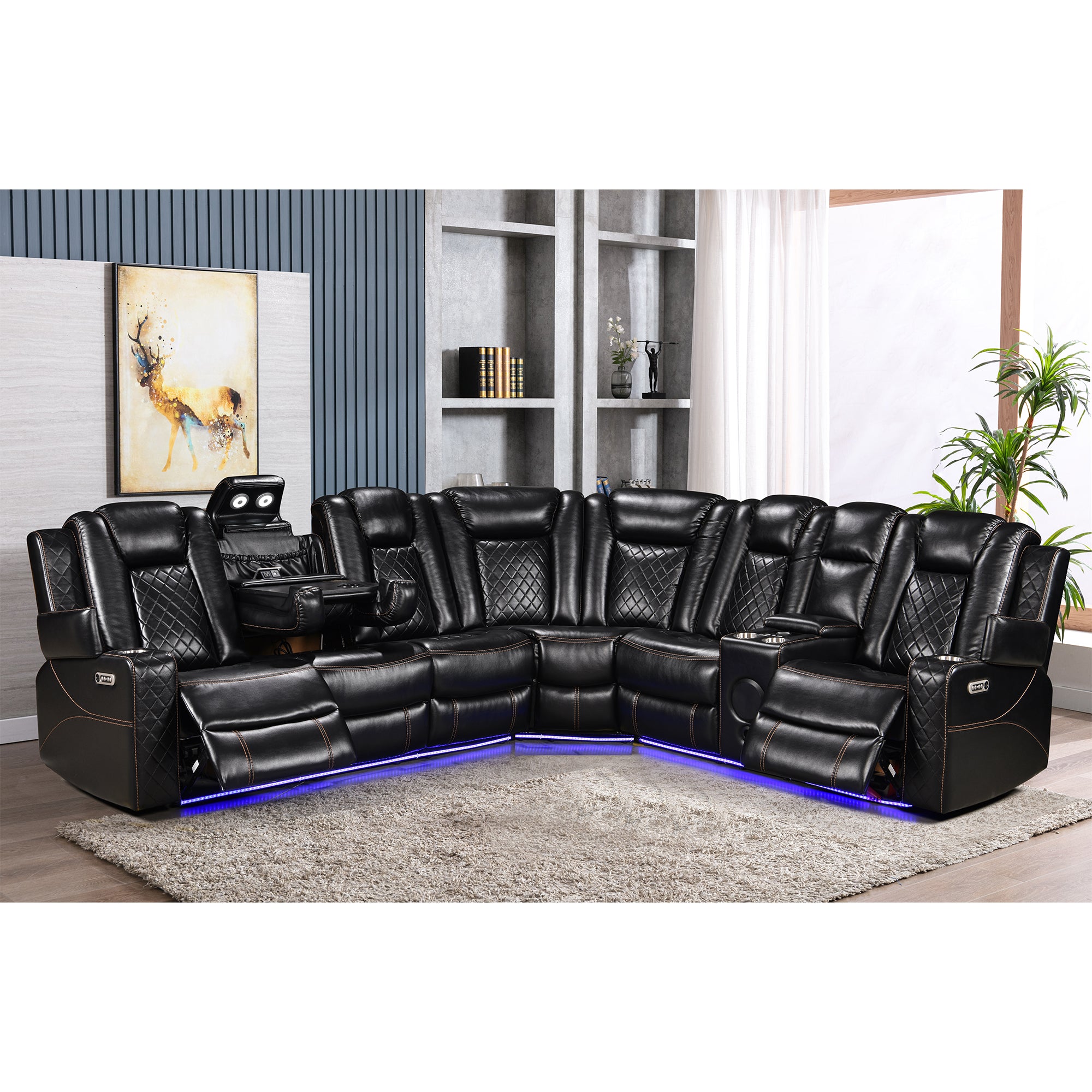 Power Recliner Sectional MC2855B Black