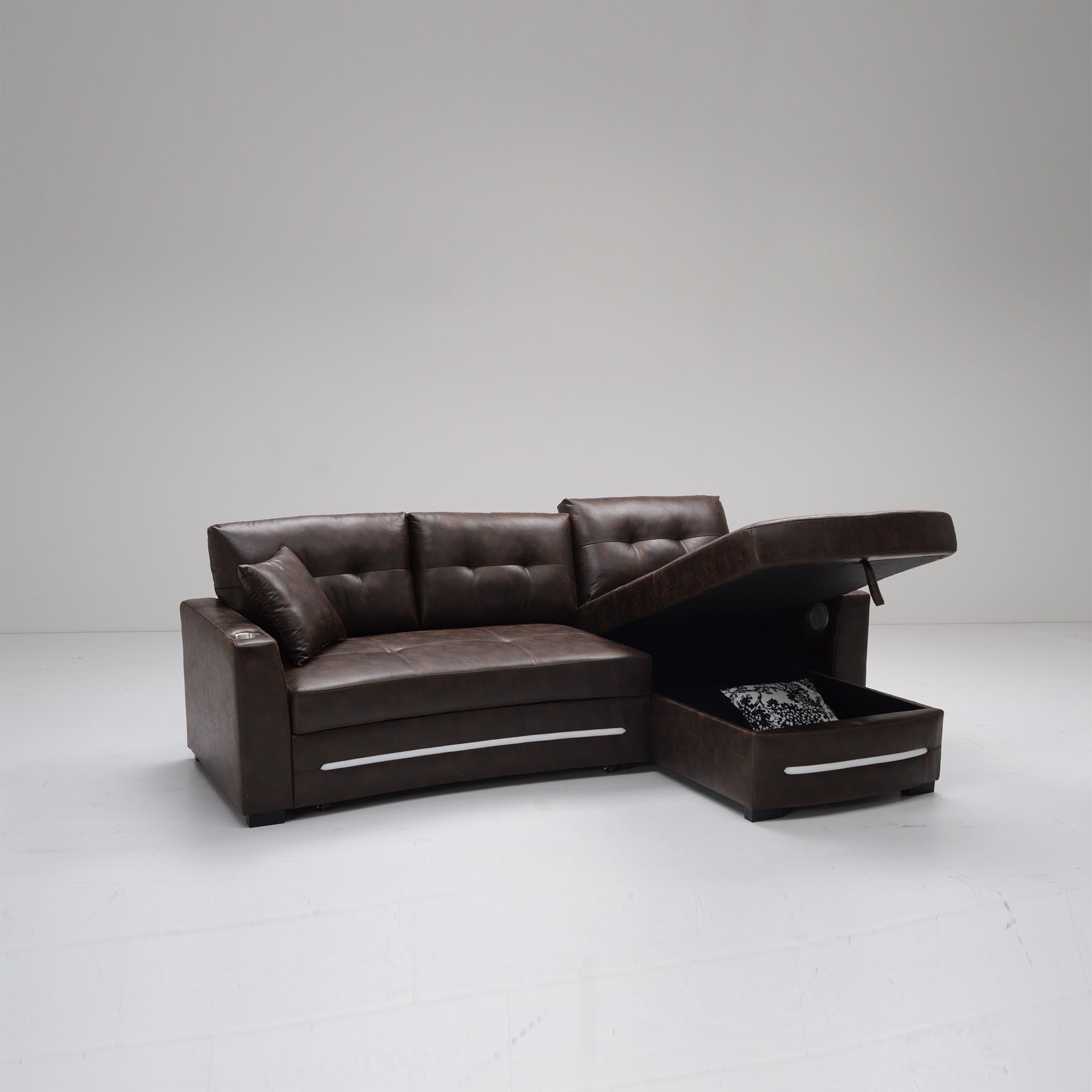 L-Shape sofa with storage and Pull-out bed-1369