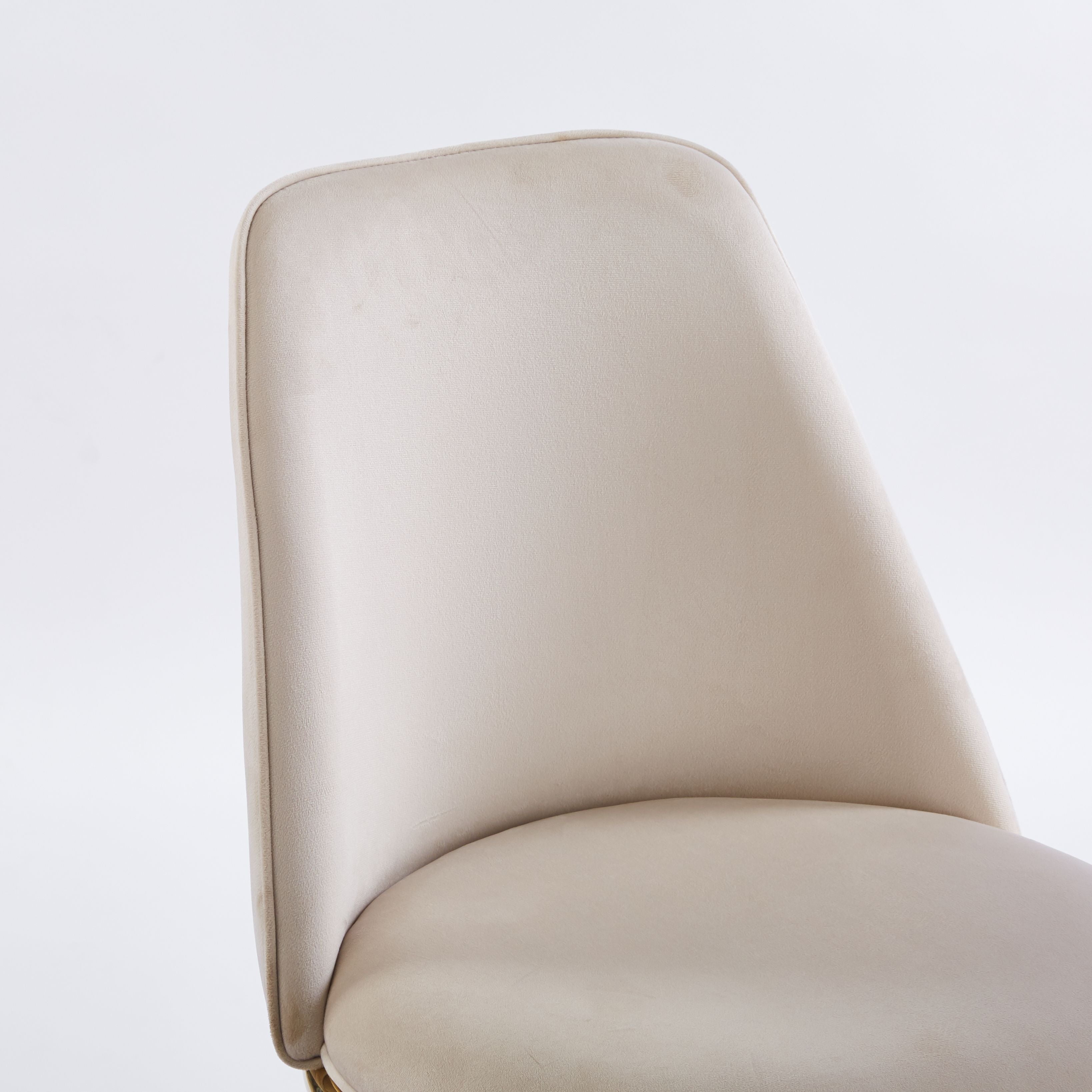 Modern Cream White Dining Chair  - Gold-Plated Metal Legs, Velvet Upholstery 2pCS/CTN