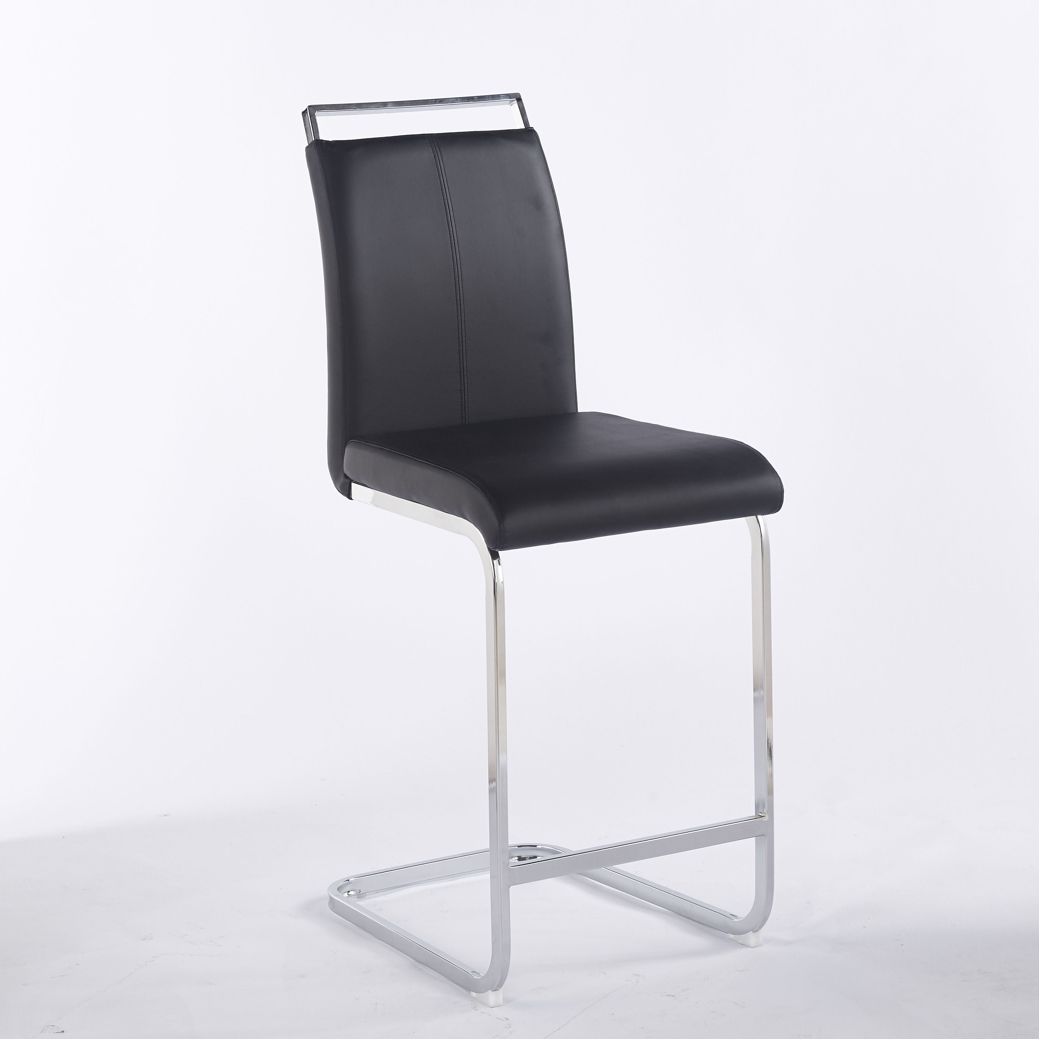 Contemporary Upholstered Dining Chair, Diamond Stitched PU Leather with Gold/Chrome Cantilever Base 4pCS/CTN