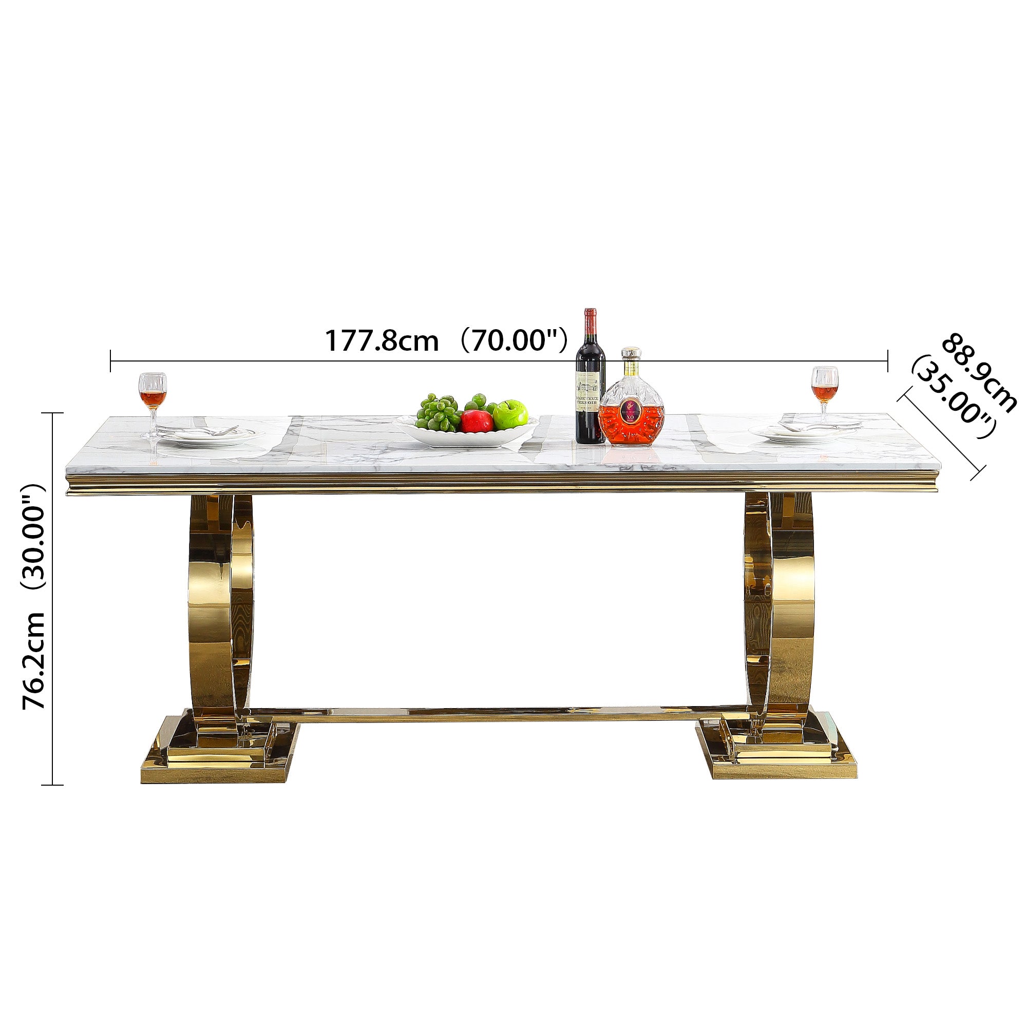 High Polished Stainless Steel Frame Dining Table