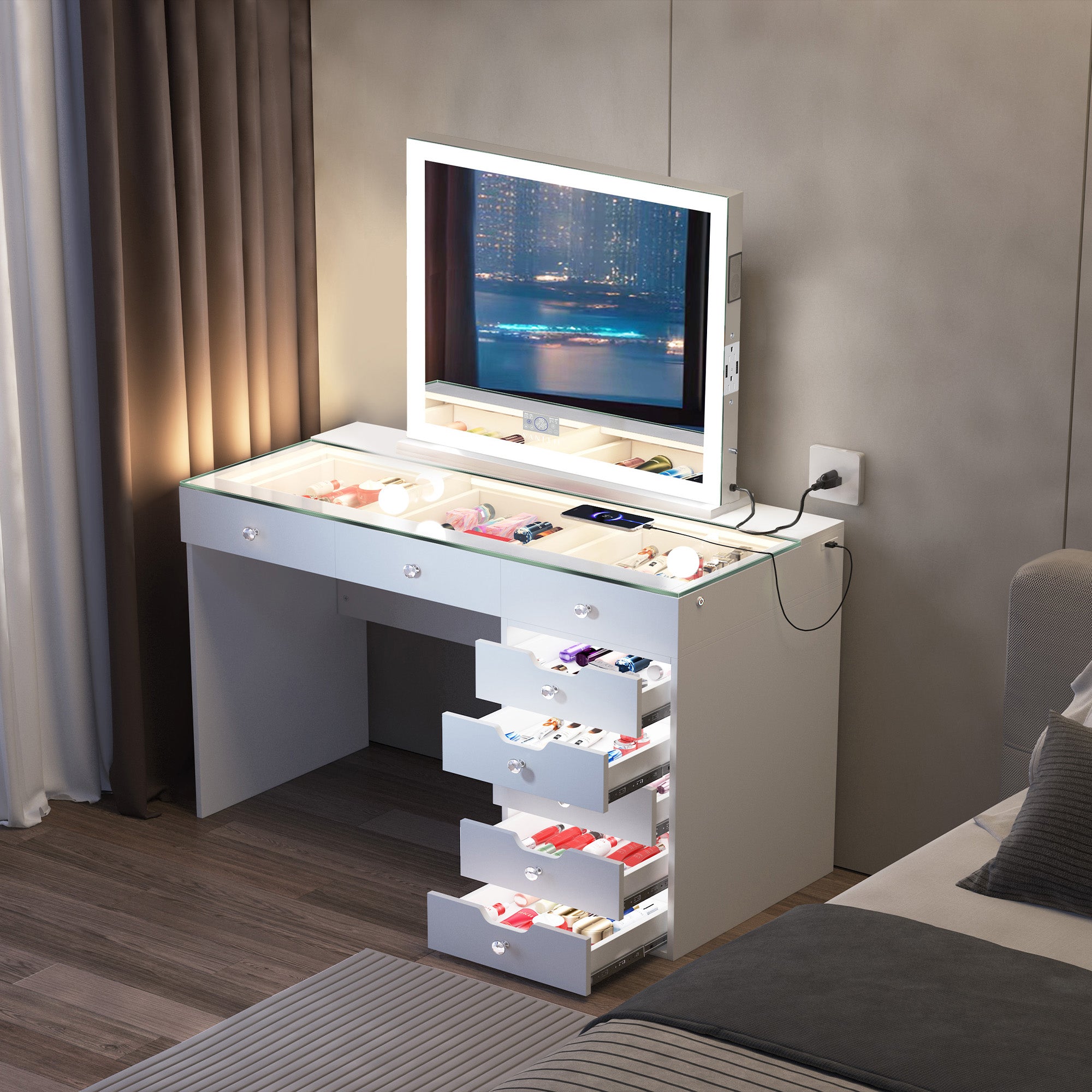 VANITII Diana Vanity Desk with light including vanity mirror