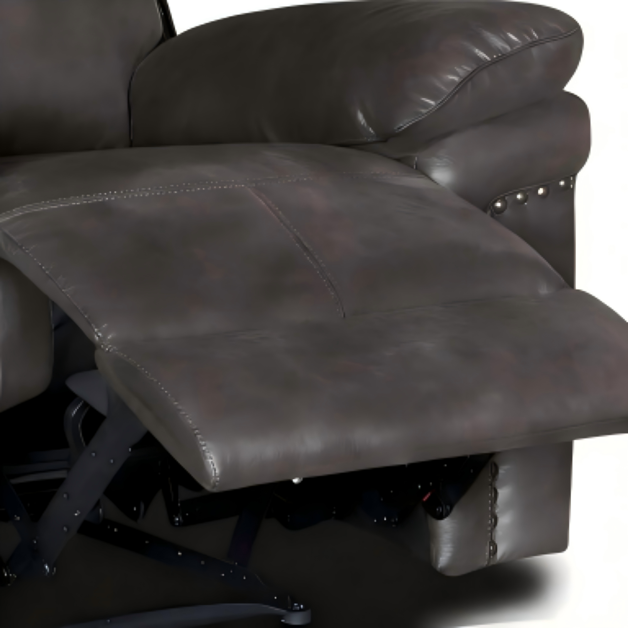 Bison Power Recliner & 3-Seater Sofa with Armrests and Storage, Breathable Leather, Home Theater Seating