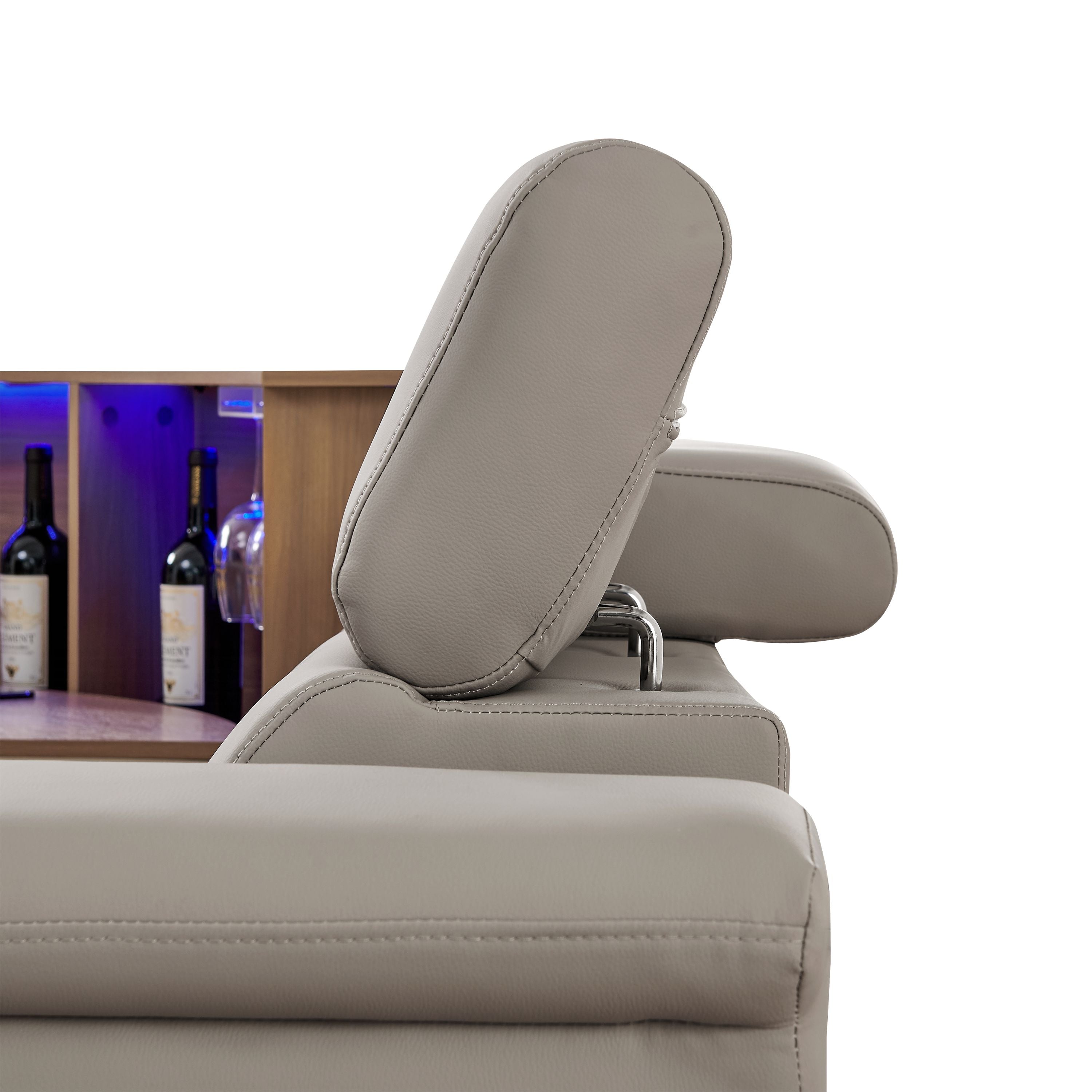 Luxury Leather Power Recliner with Rising Cabinet