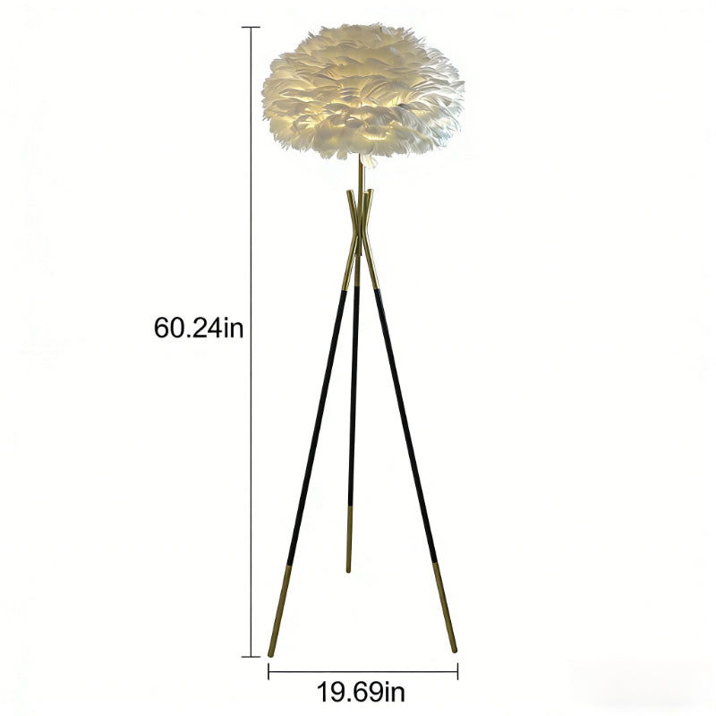 Nordic Feather Floor Lamp, LED 3-Color Dimmable Remote Ambient Light