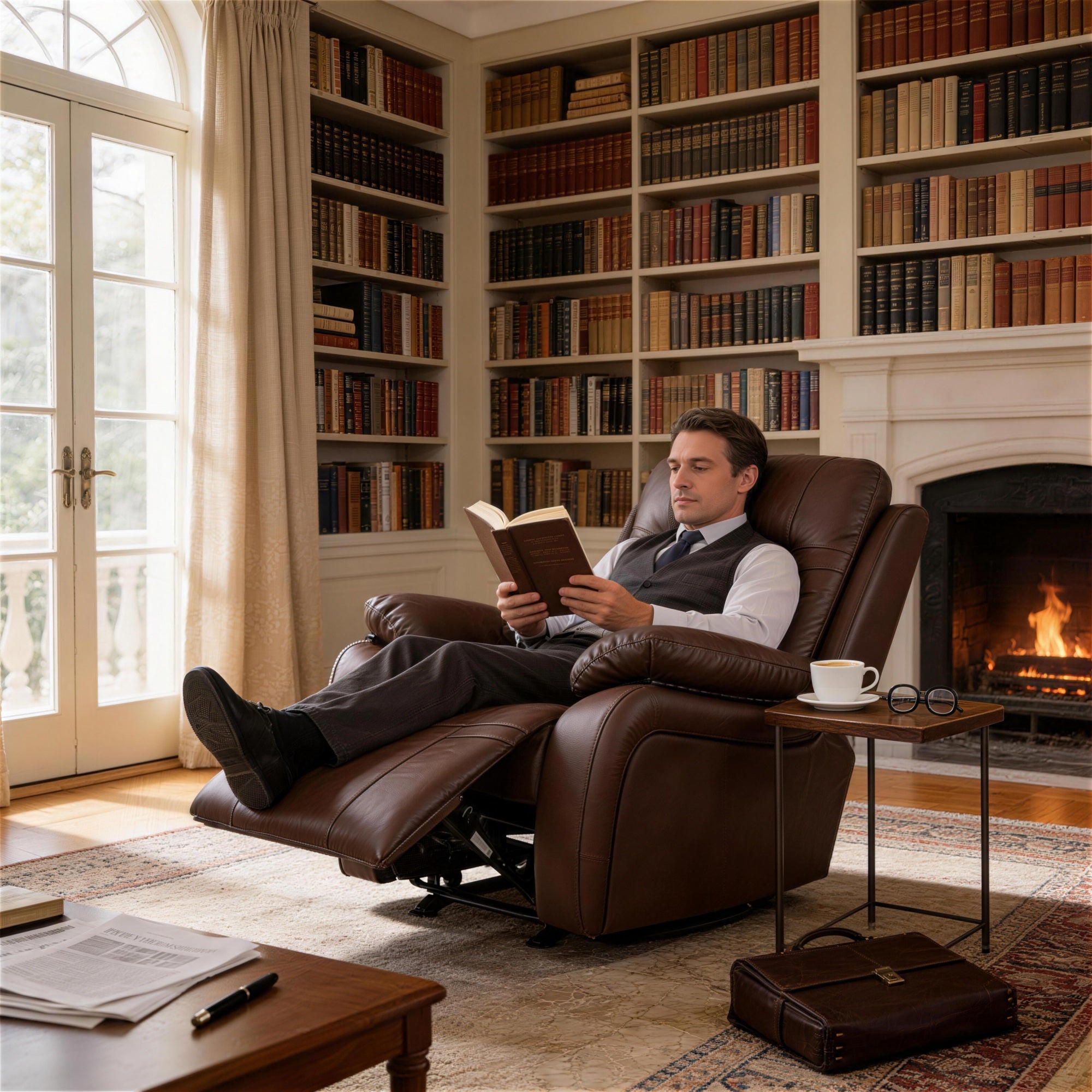 Evian Manual Recliner Chair is placed in the living room,being both beautiful and practical.